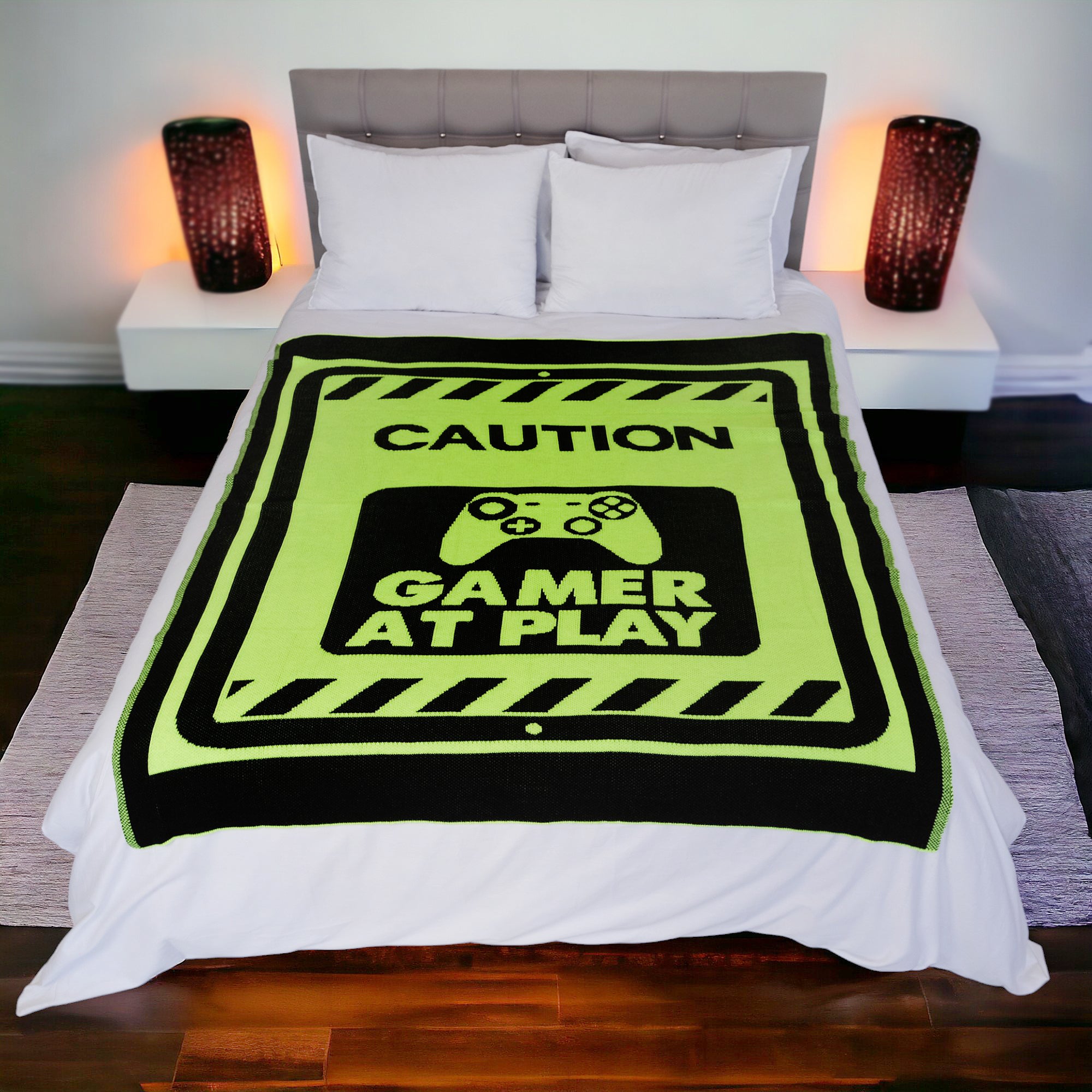 Gamer at Play Throw — Neon Yellow