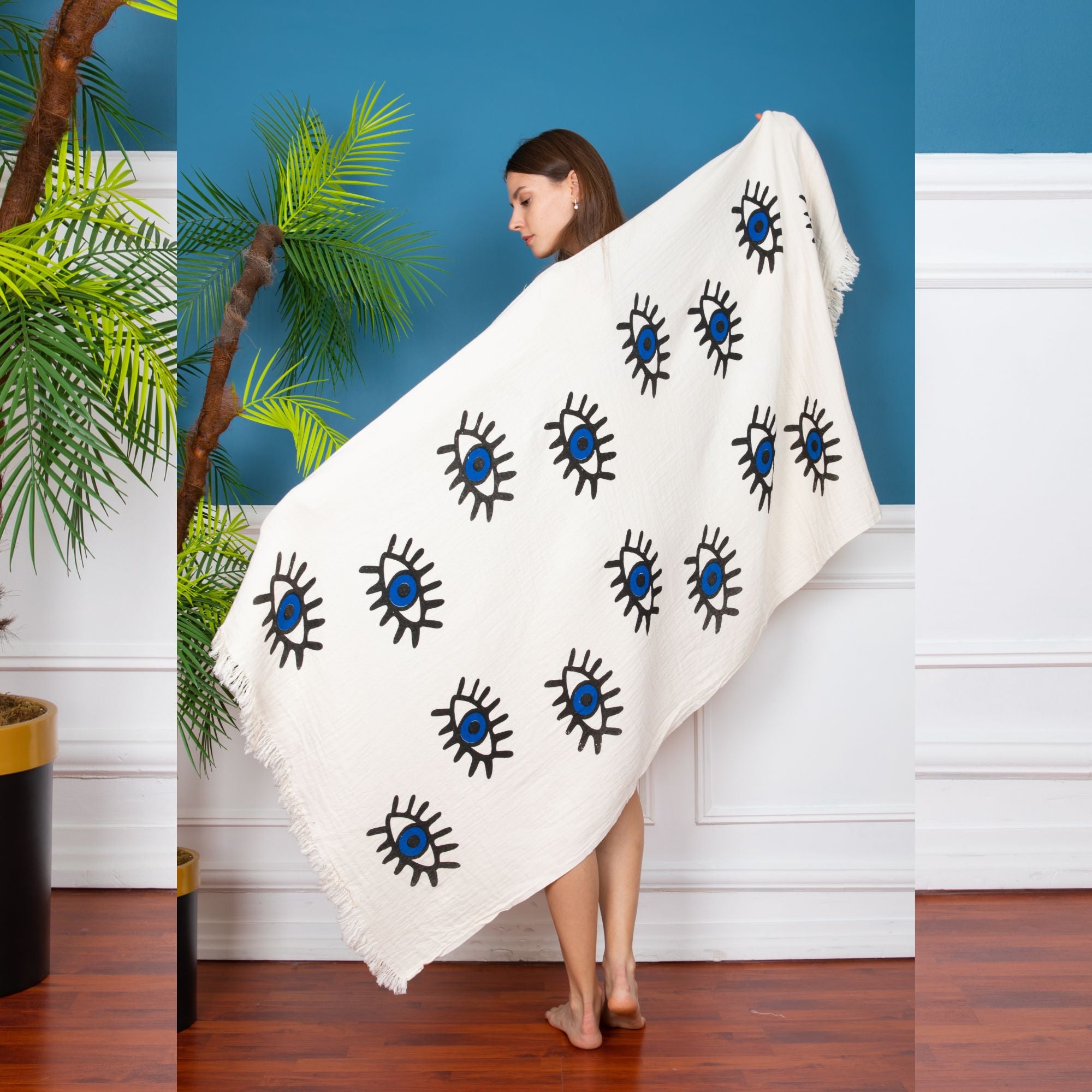 Evil Eye Bathrobe and Turkish Towel Set