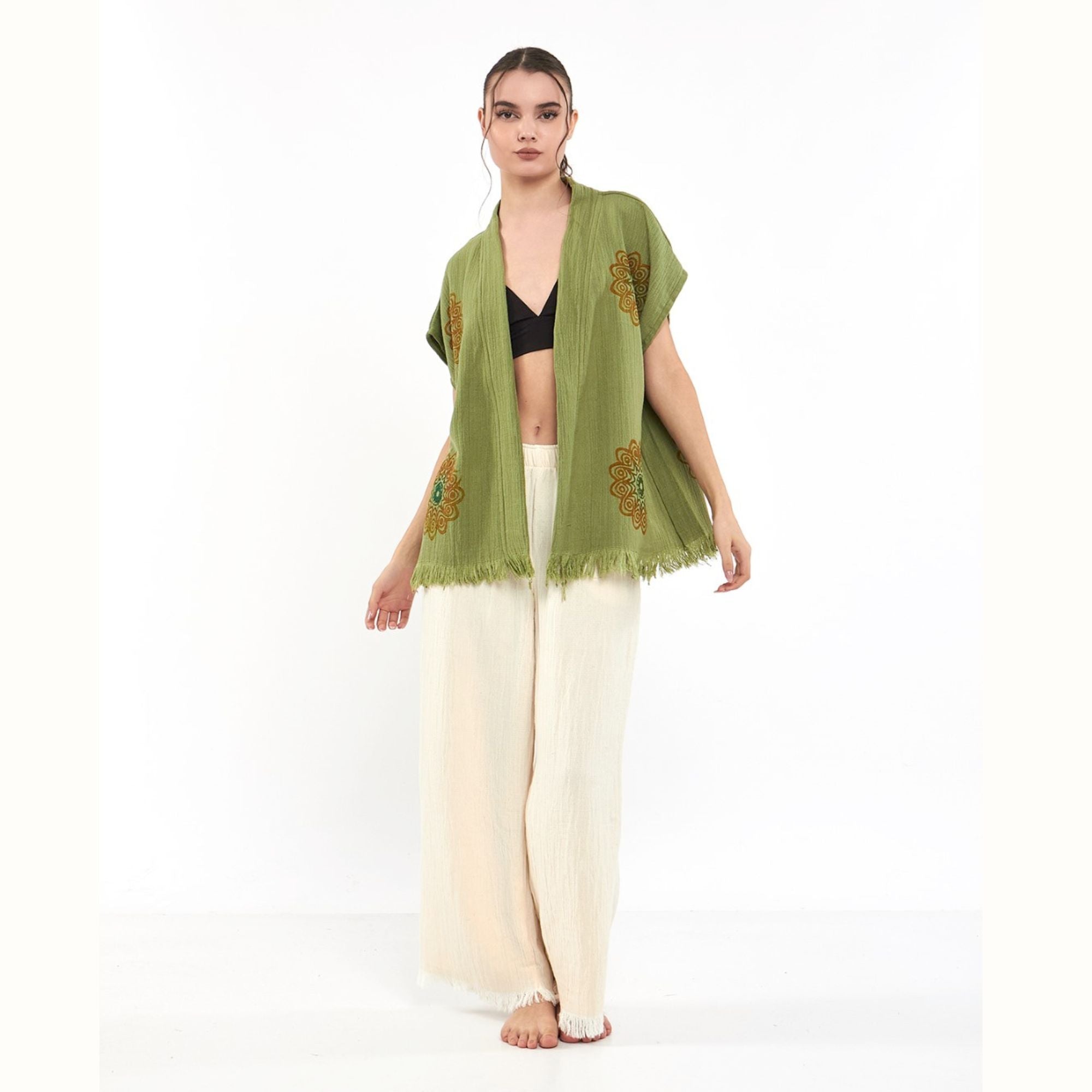 Weste - Blume des Lebens - Grün