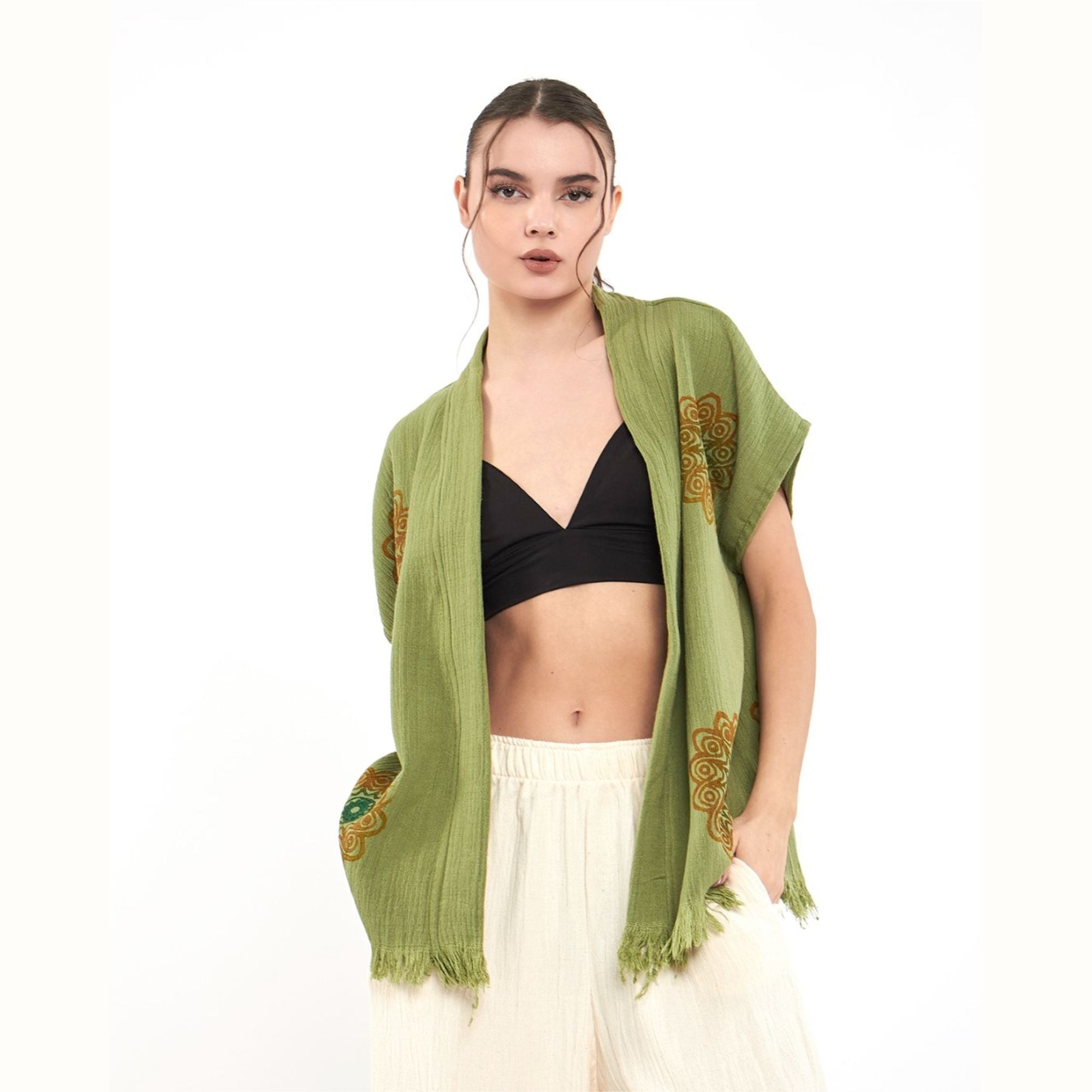 Weste - Blume des Lebens - Grün