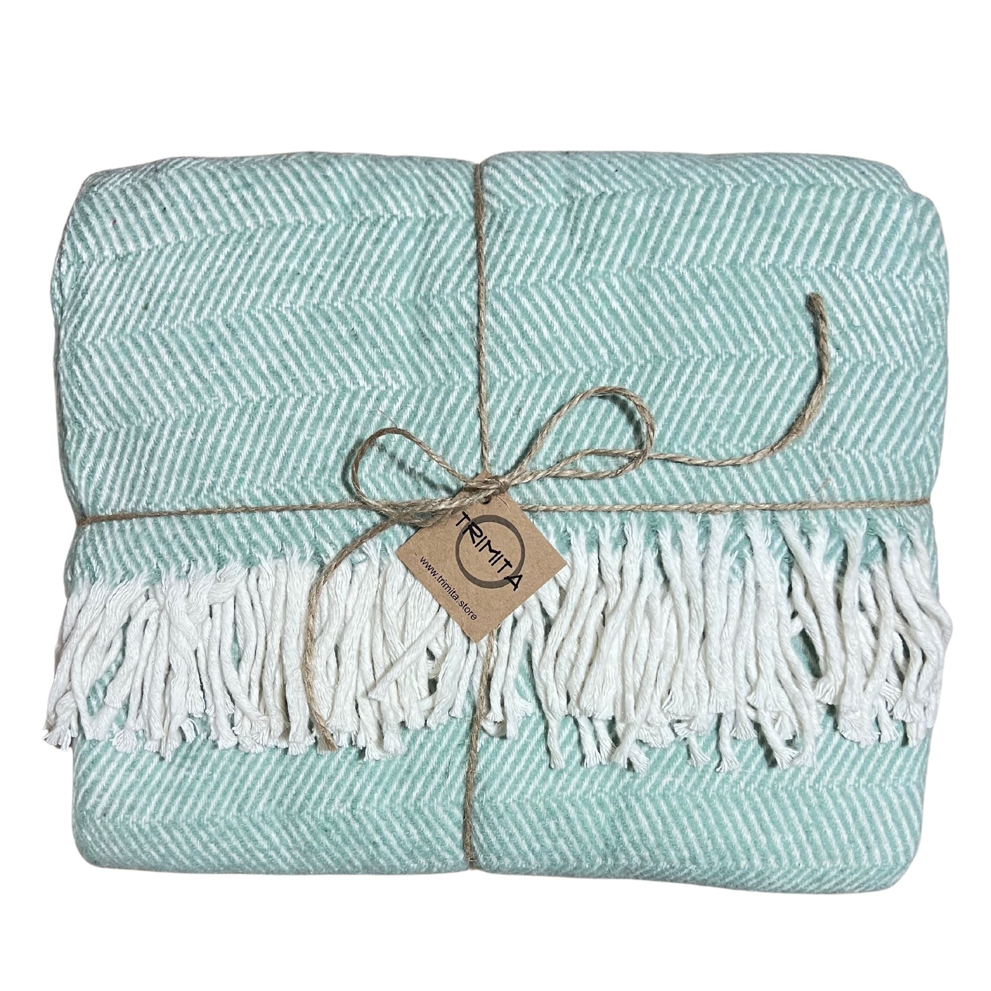 Visgraat Plaid - Munt