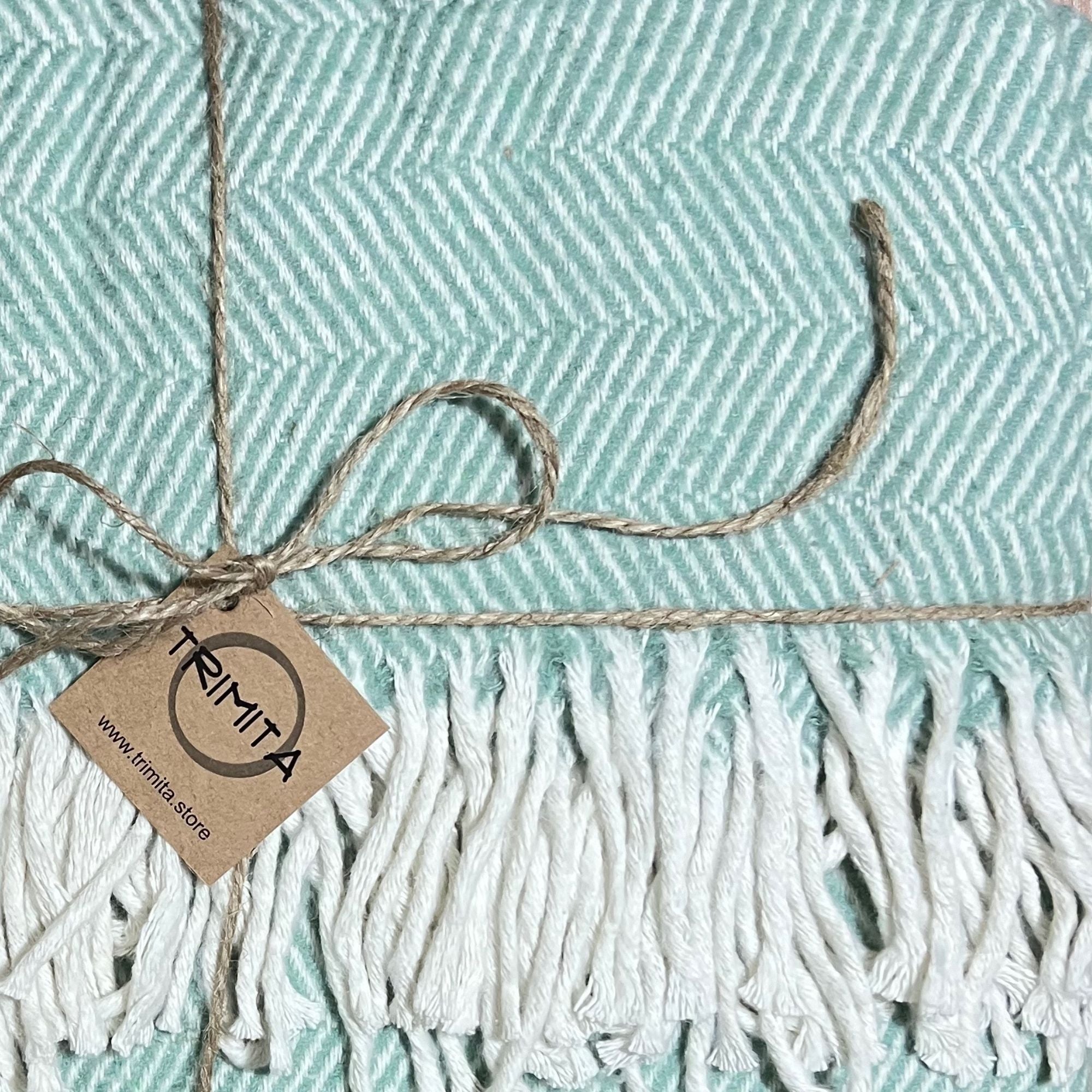 Visgraat Plaid - Munt