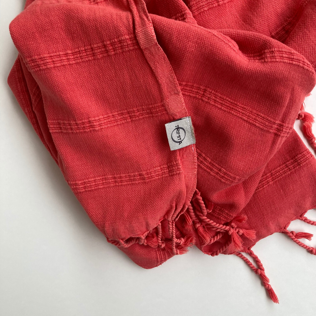 Stonewashed Hammam Towel | Fouta | Coral | Trimita