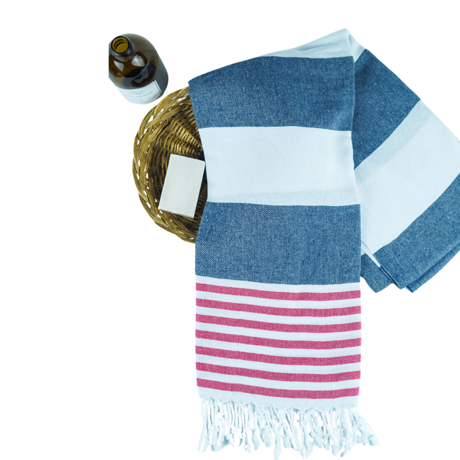 Red and navy blue striped towel, highly absorbent and stylish 5