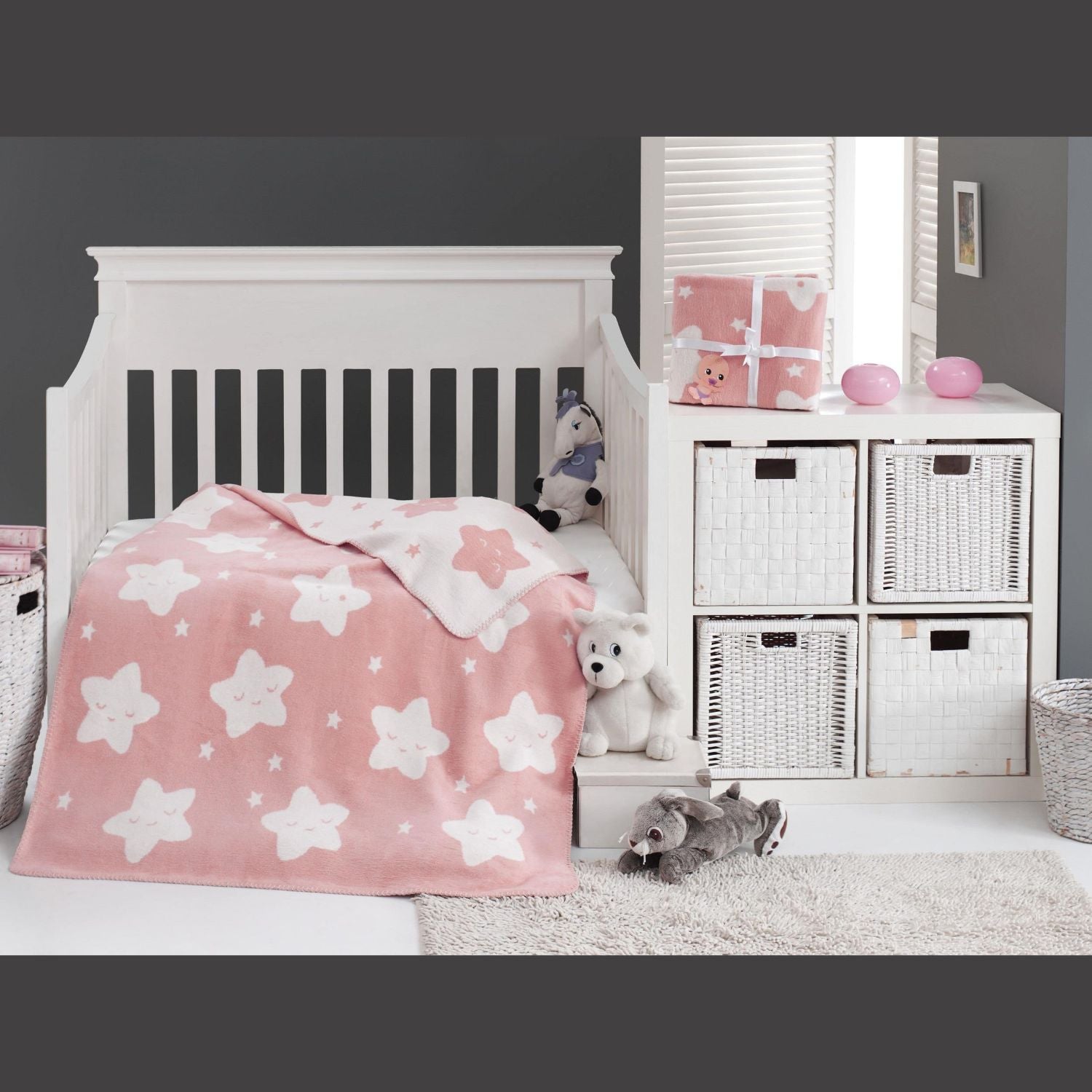 Star Cotton Baby Blanket - Pink