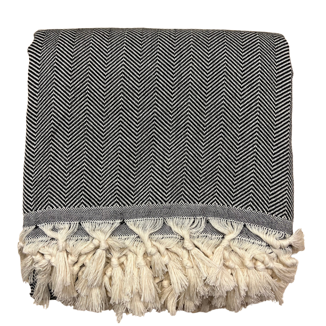 Trimita-Herringbone-Bedspread-Black