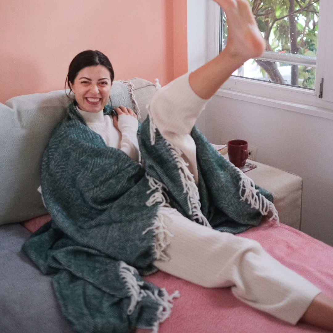 Visgraat Deken-Groen