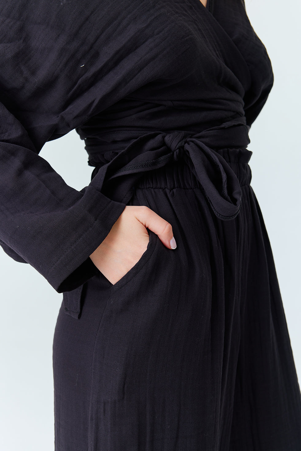 Relaxed black co-ord set with long sleeves