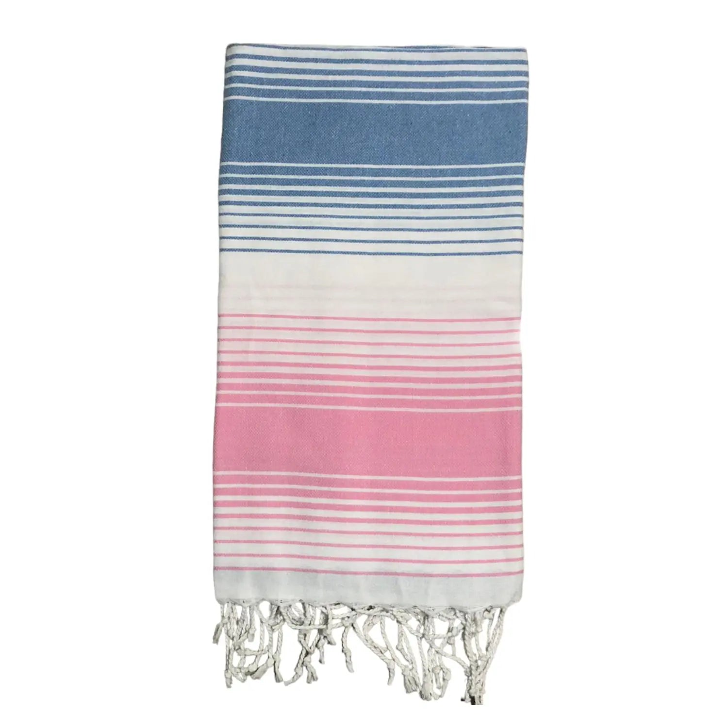 Blue and pink striped cotton surf hamam towel
