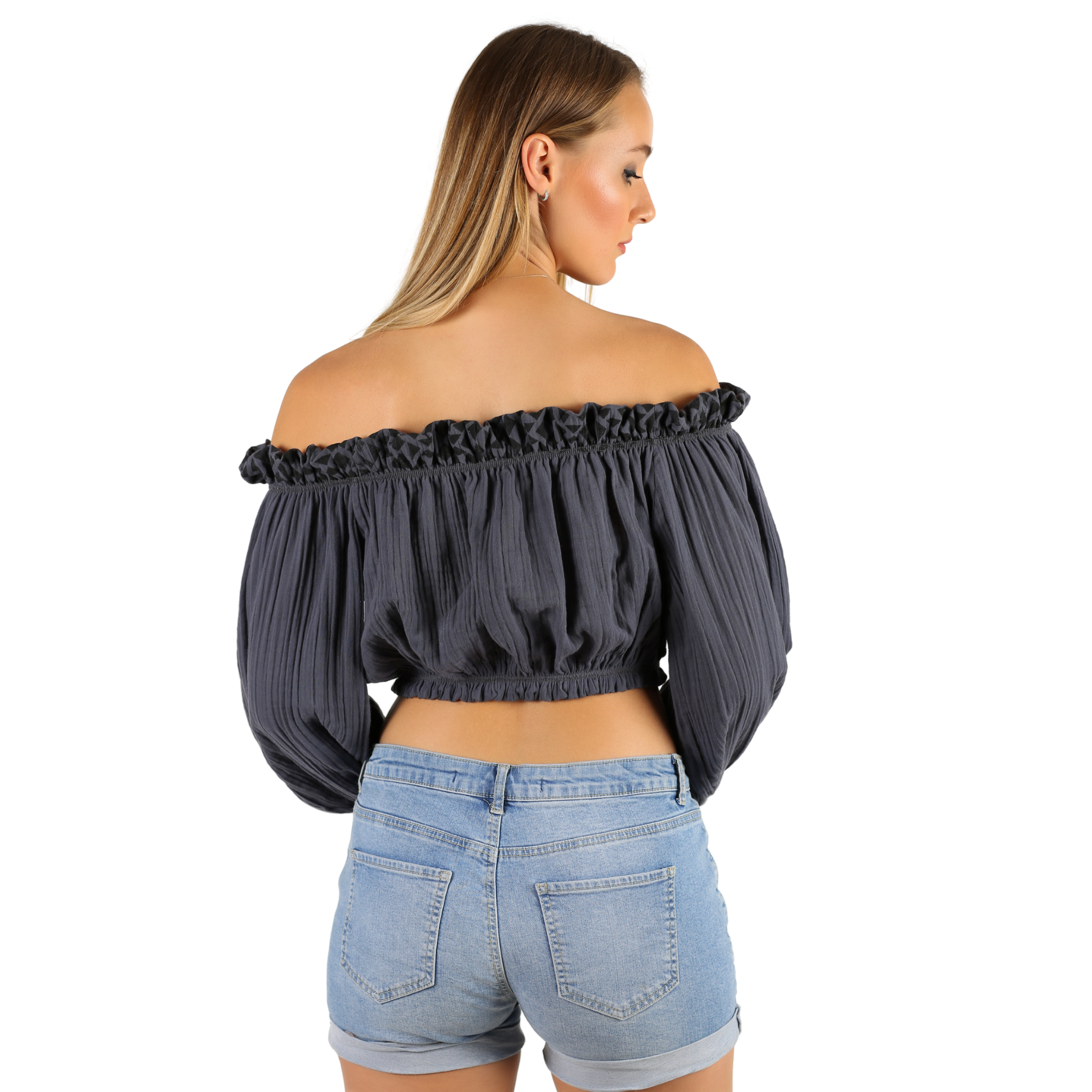 Schulterfreies Oberteil aus Mousseline