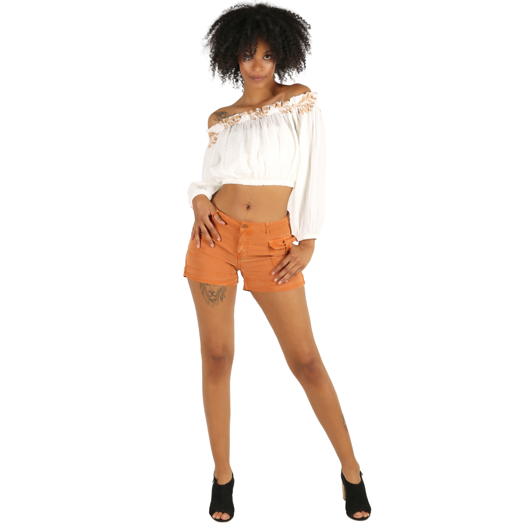 Schulterfreies Oberteil aus Mousseline