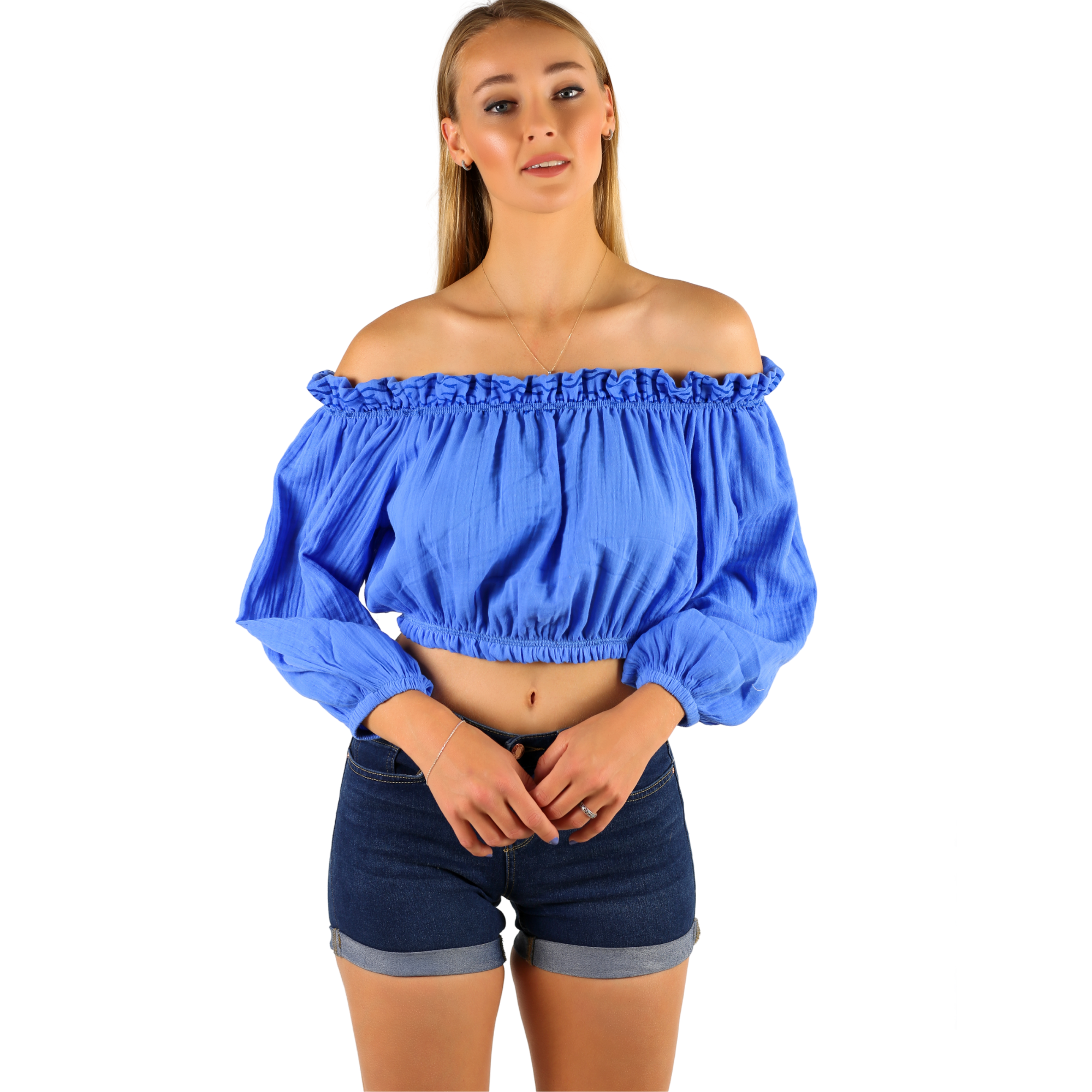 Schulterfreies Oberteil aus Mousseline