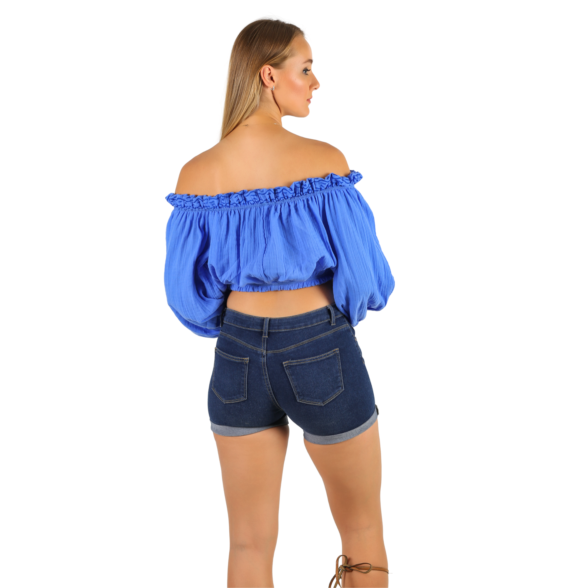 Schulterfreies Oberteil aus Mousseline