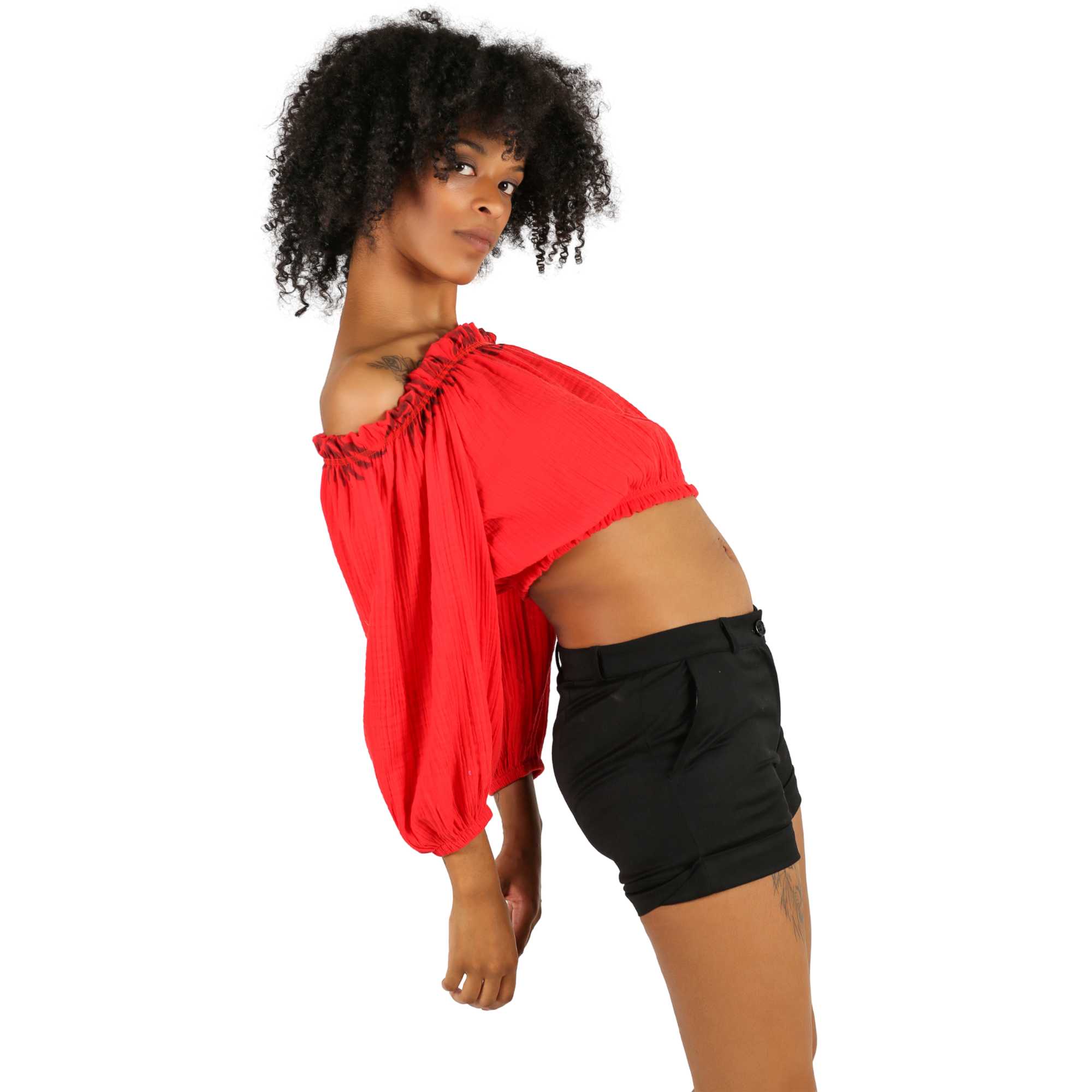 Schulterfreies Oberteil aus Mousseline