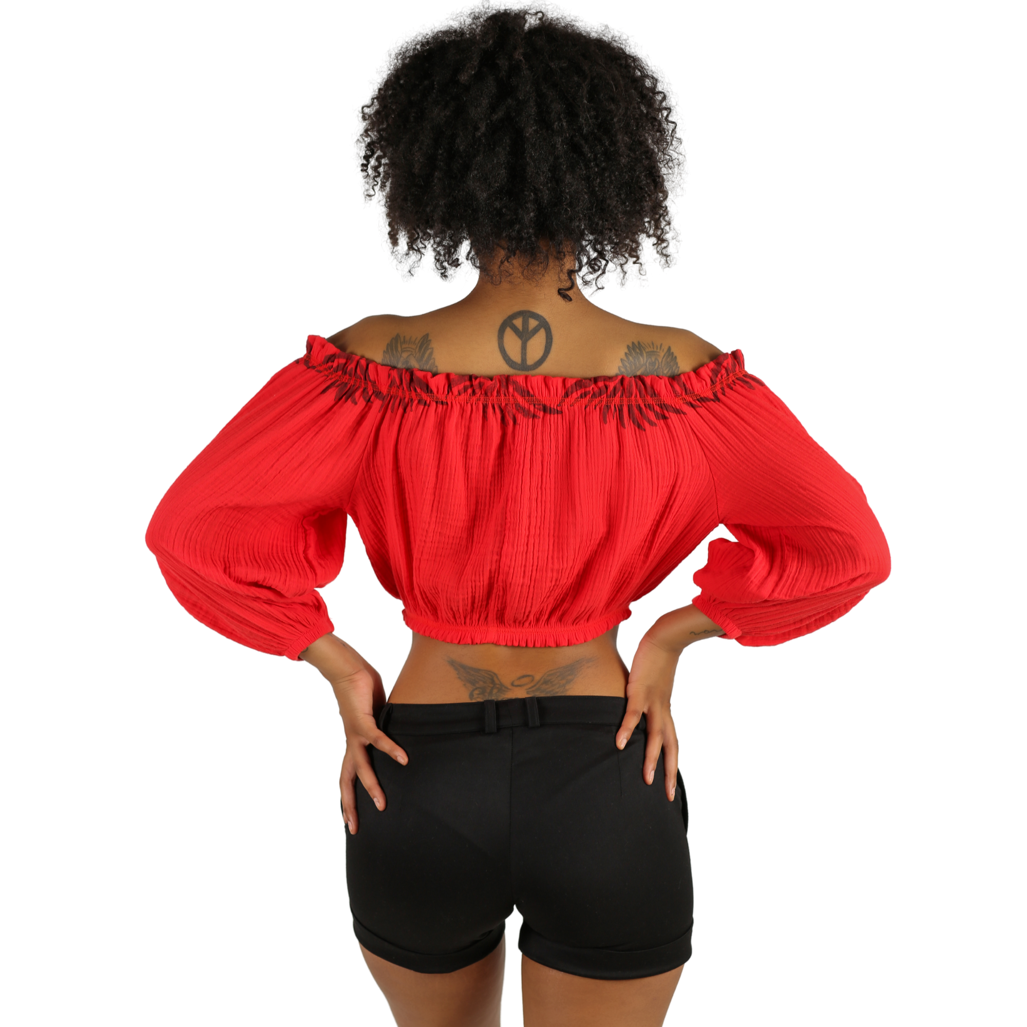 Schulterfreies Oberteil aus Mousseline