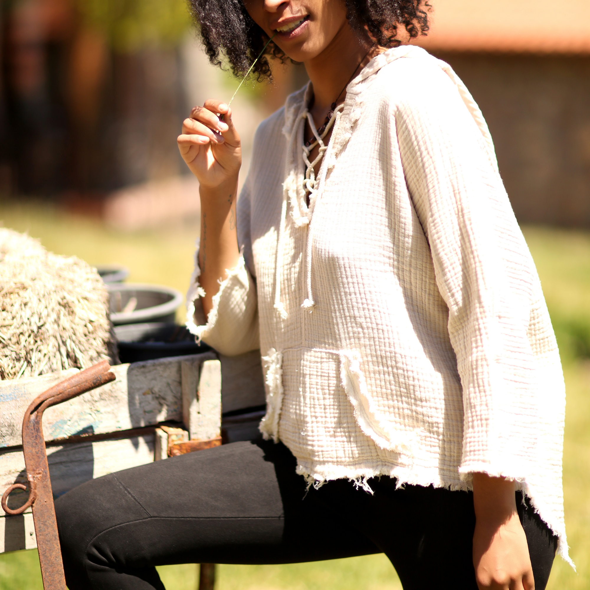 Check our latest styles of Hoodie Cotton Sweatshirt, Cotton Pullover, Cotton Sweatshirt, Cotton sweatshirt, Two-Tone Woven Breathable Cotton and more at trimita.store. 4 layers 100% Muslin Cotton. Pocket, Back Tie, Oval Neck Cut, Midi Length, Handmade Fringe EdgesFree Shipping and Free Returns are available!