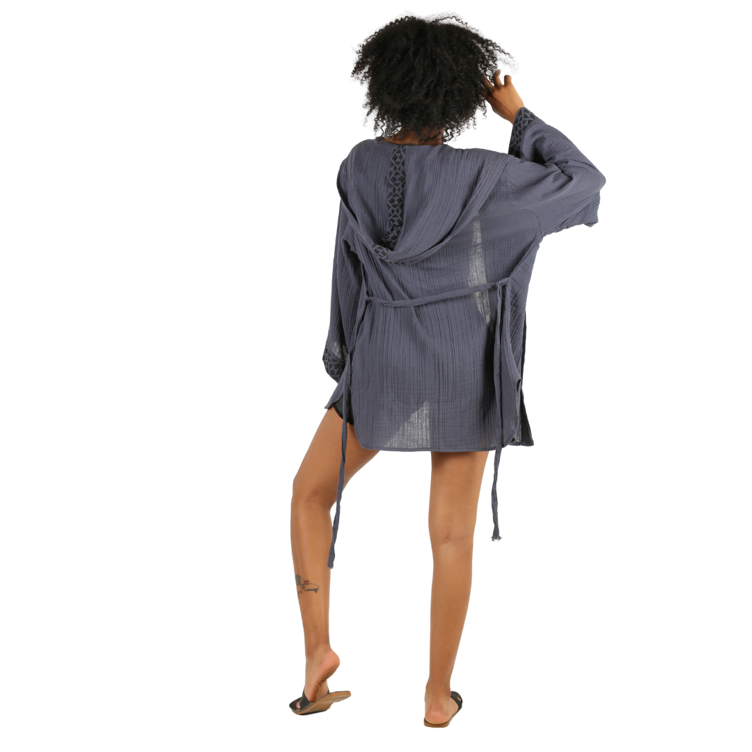 Short Hooded Kimono Cardigan