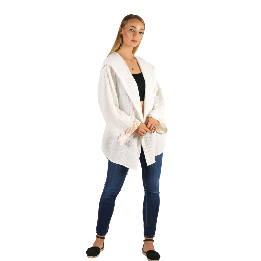 Short Hooded Kimono Cardigan