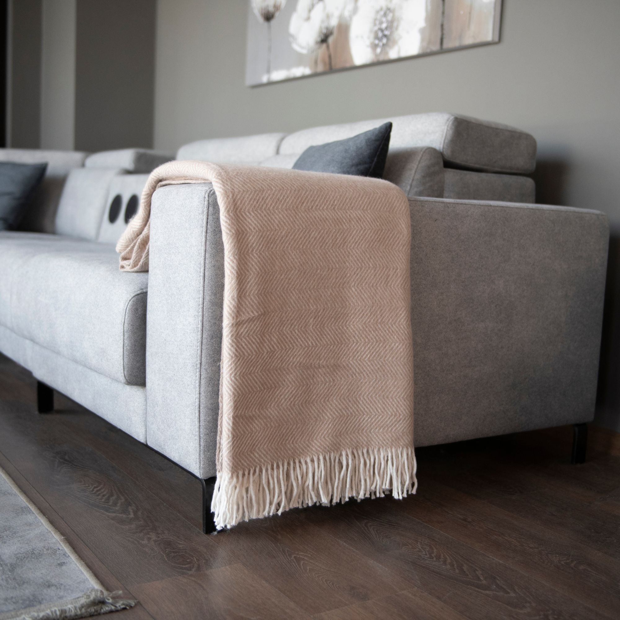 Visgraat Plaid - Beige