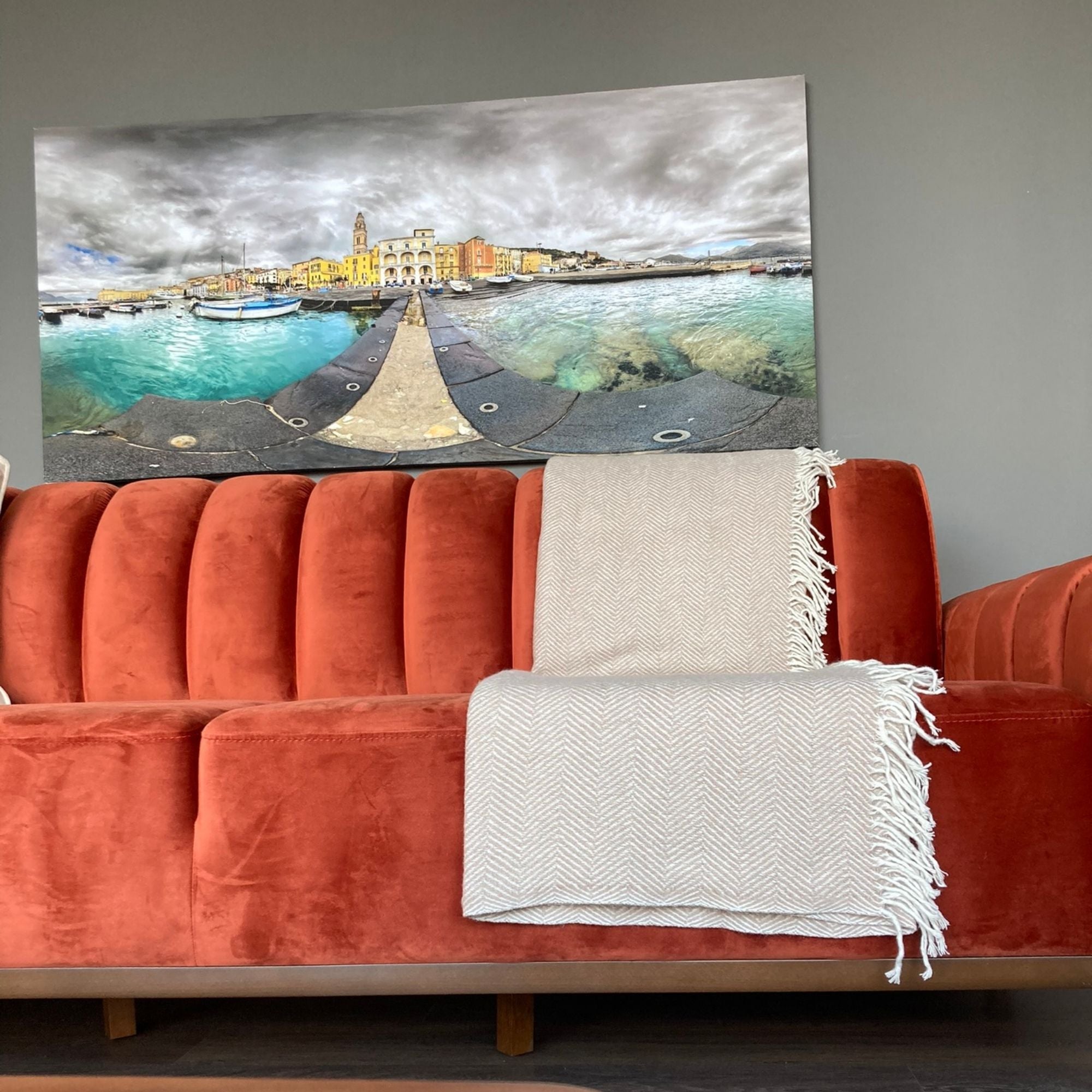 Visgraat Plaid - Beige