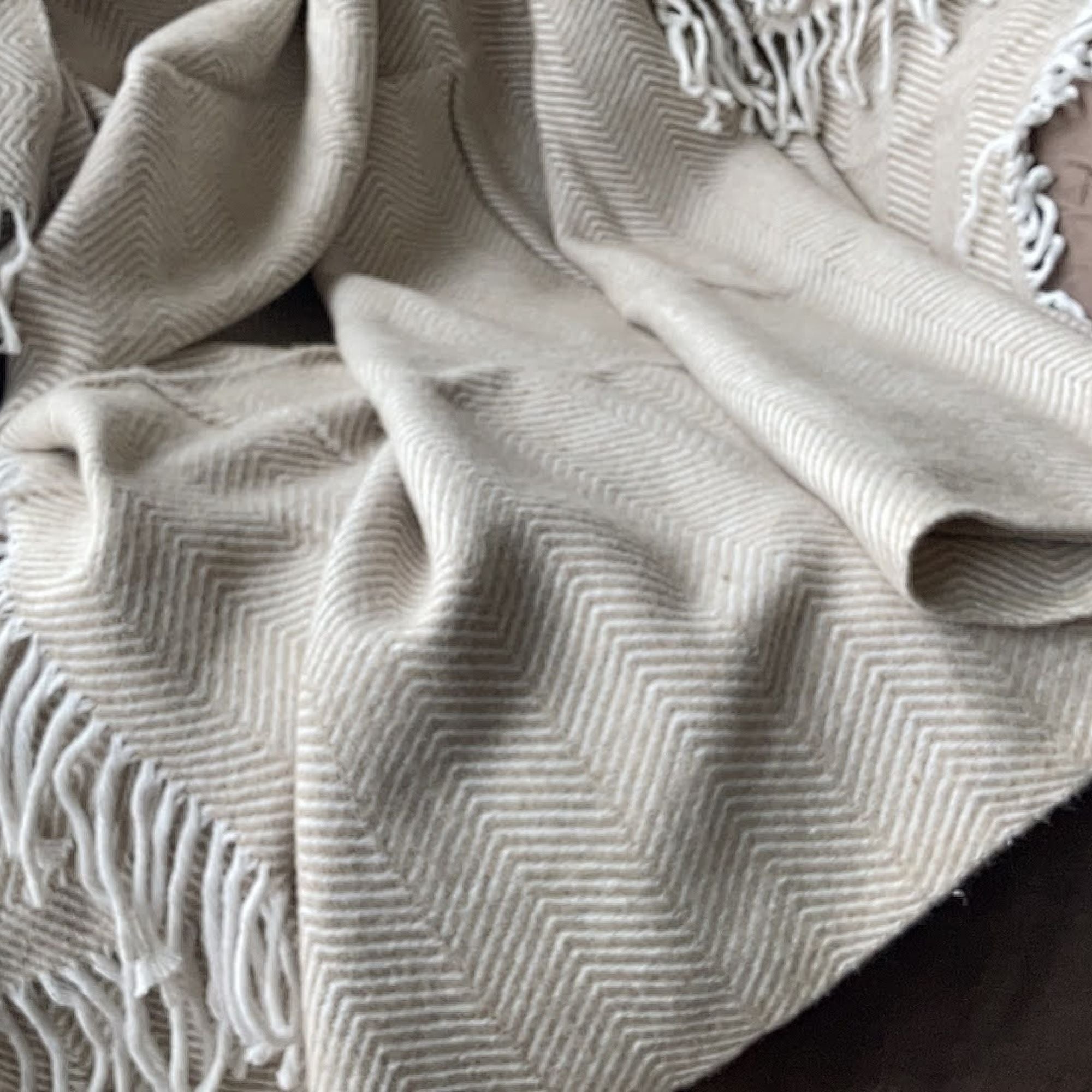 Visgraat Plaid - Beige