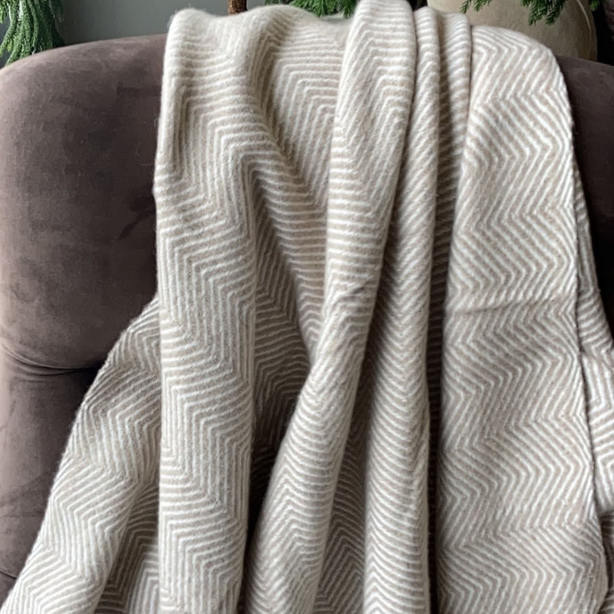 Visgraat Plaid - Beige