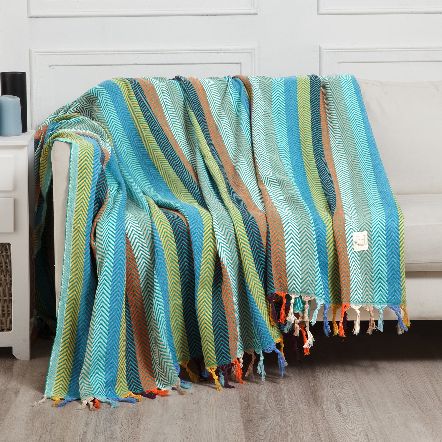 TRIMITA Original Colourful 100% Turkish Cotton Bedspread, Throw Blanket for Couch and Sofa, Extra Large 79"x86", Lightweight and Super Soft