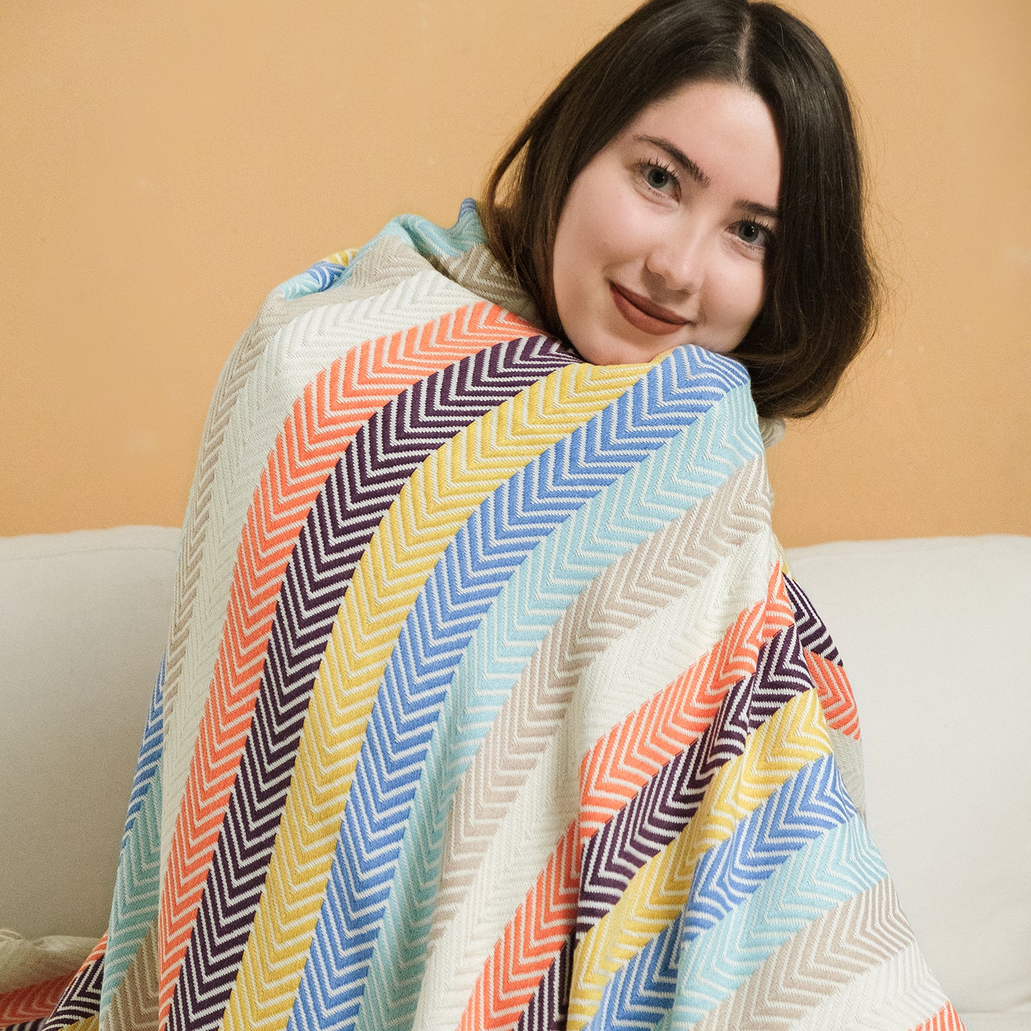 TRIMITA Original Colourful 100% Turkish Cotton Bedspread, Throw Blanket for Couch and Sofa, Extra Large 79"x86", Lightweight and Super Soft