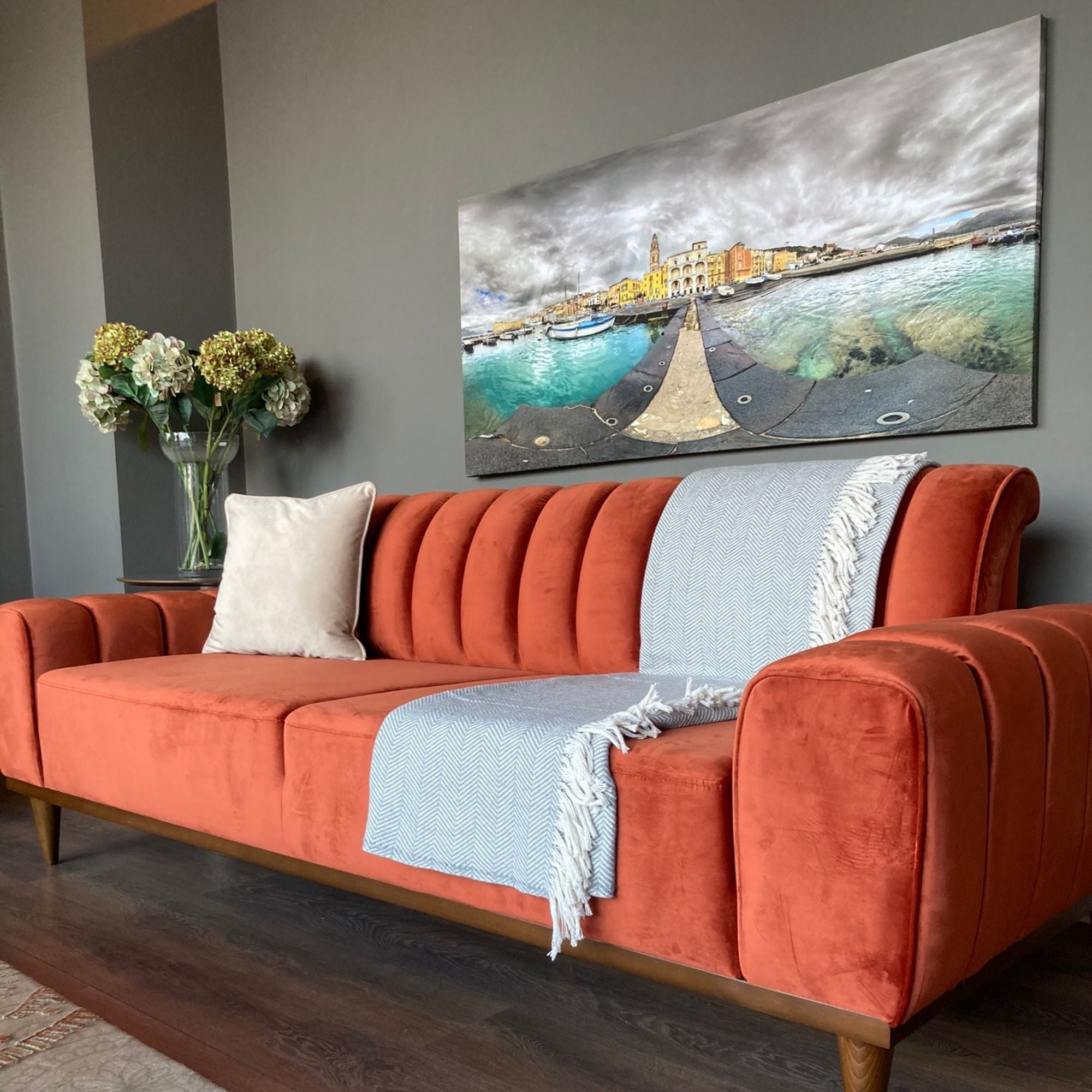 Herringbone Throw Blanket - Grey