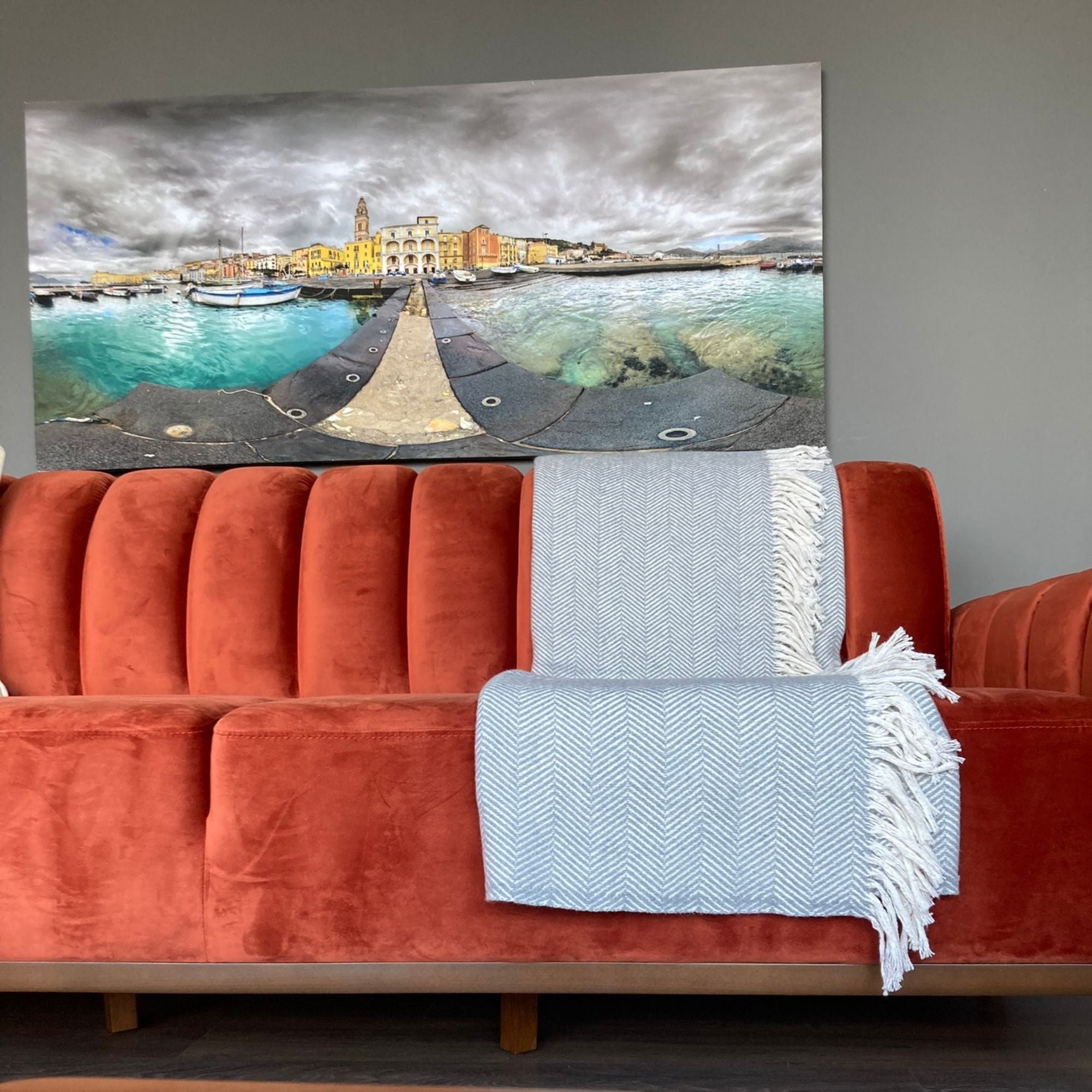 Herringbone Throw Blanket - Grey