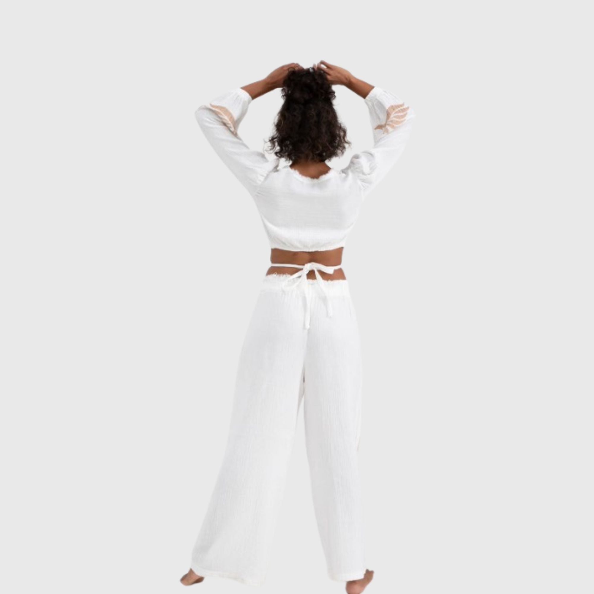 Women Mousseline Cotton Elastic Waist Pants