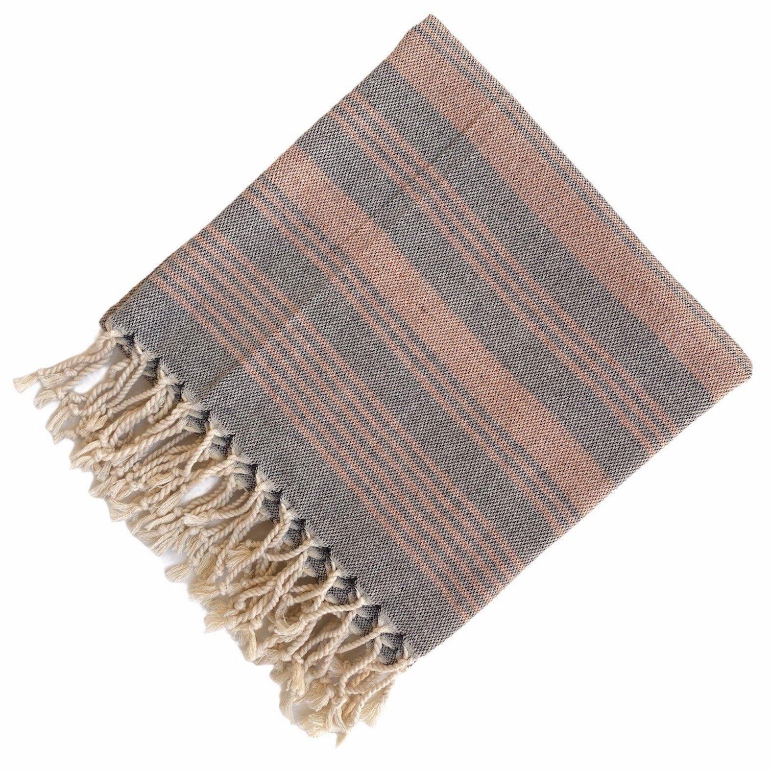 tStriped Hammam Towel-Black | Trimita