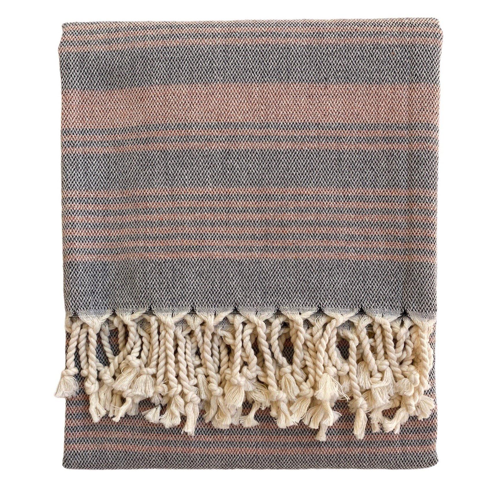tStriped Hammam Towel-Black | Trimita