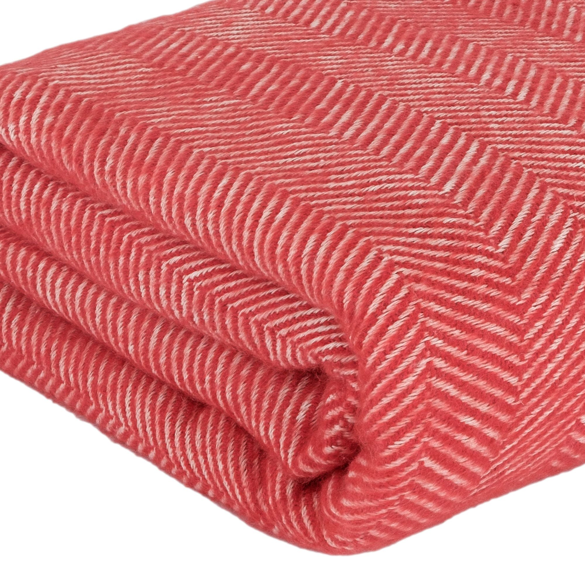 Überwurfdecke mit Fischgrätenmuster – Rot