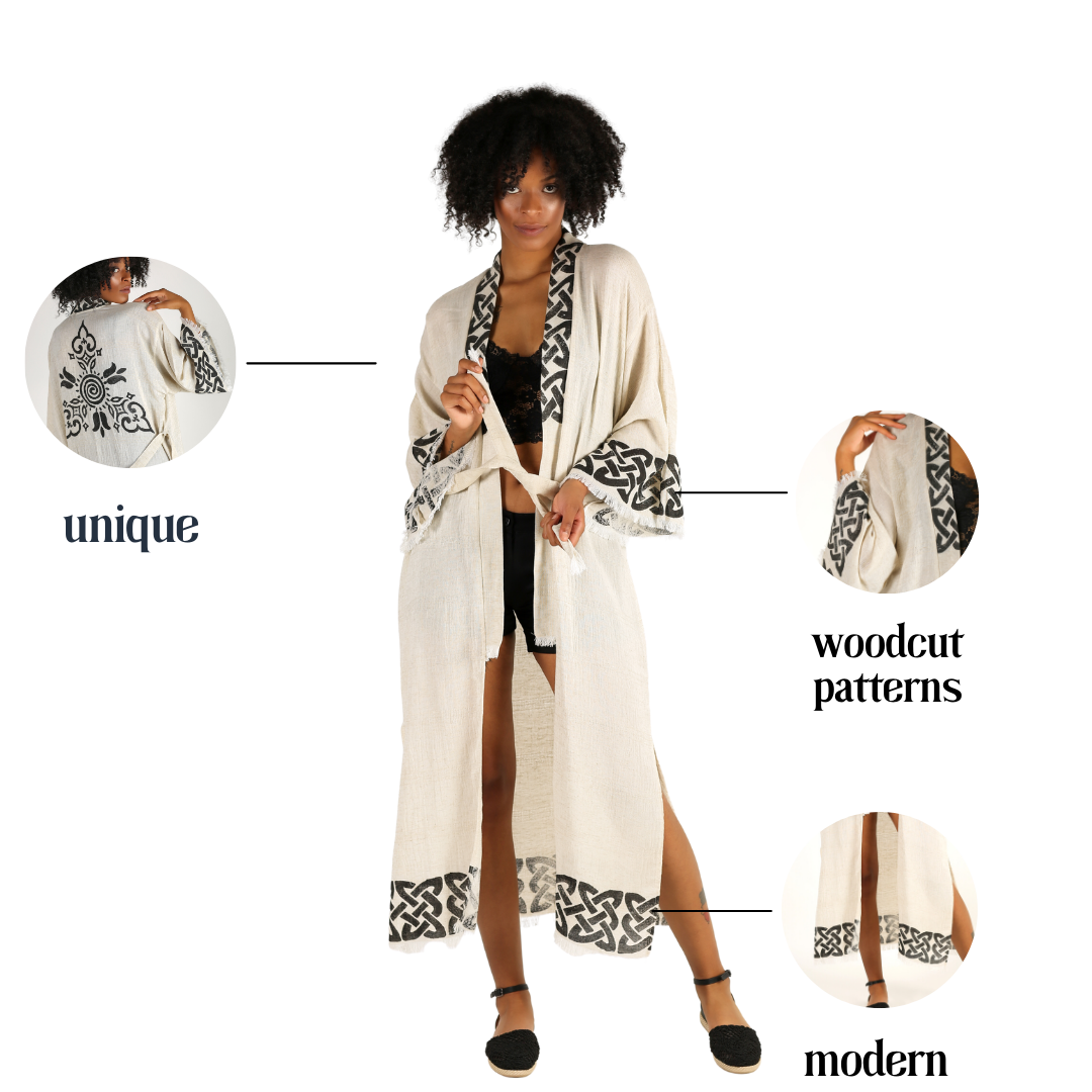 Tulip Cotton Long Kimono