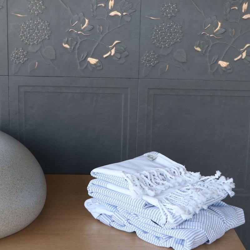 Bathrobes and Kimonos - Hammam Bathrobe | Hammam Towel | Small Hamam Towel | Blue-Trimita