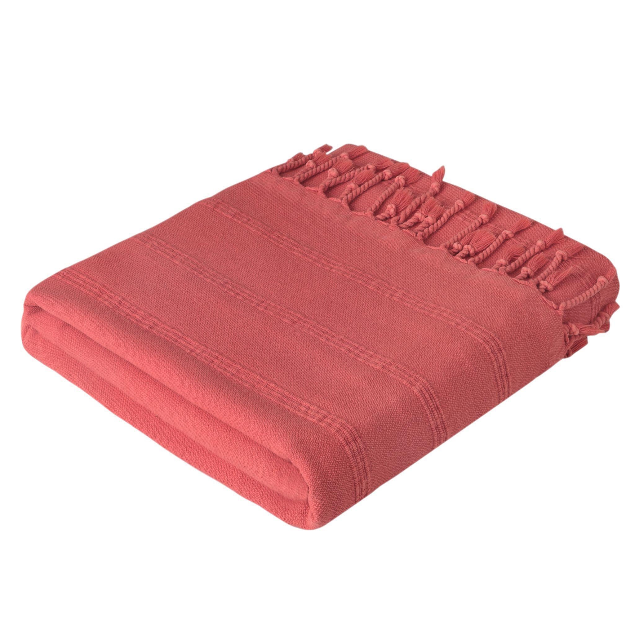 Turkish Towel - Stone Washed - Coral - 35 x 67" - Trimita