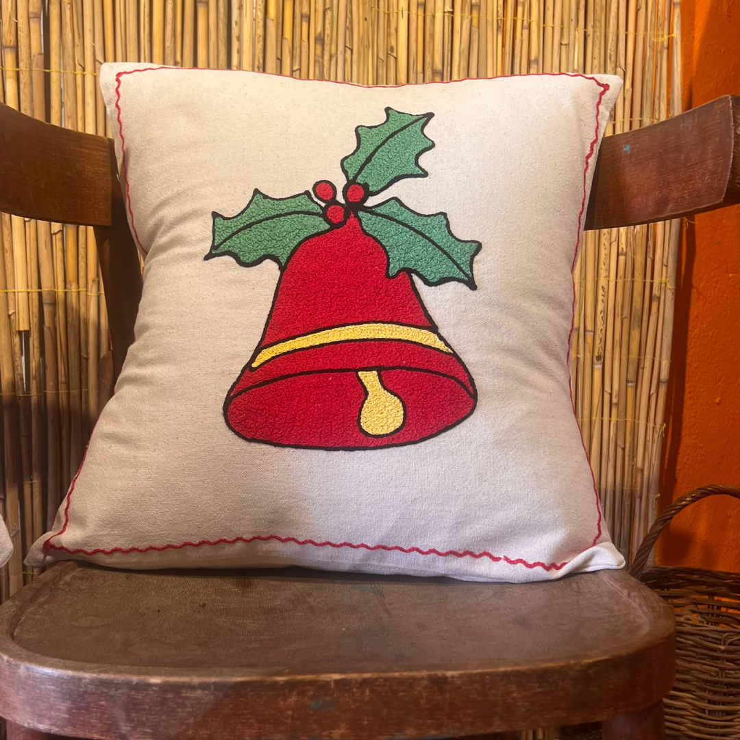 Christmas Theme Embroidered Pillow Covers with Fiber Filling – 100% Cotton