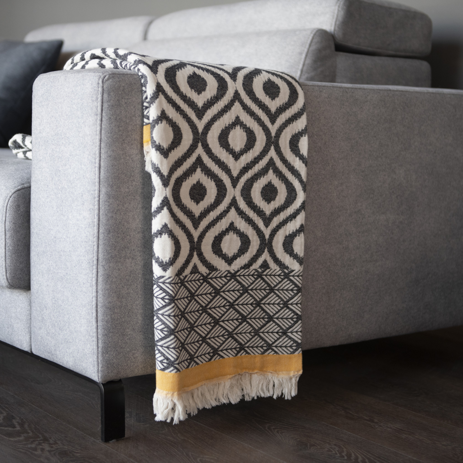 trimita throw blanket on the sofa