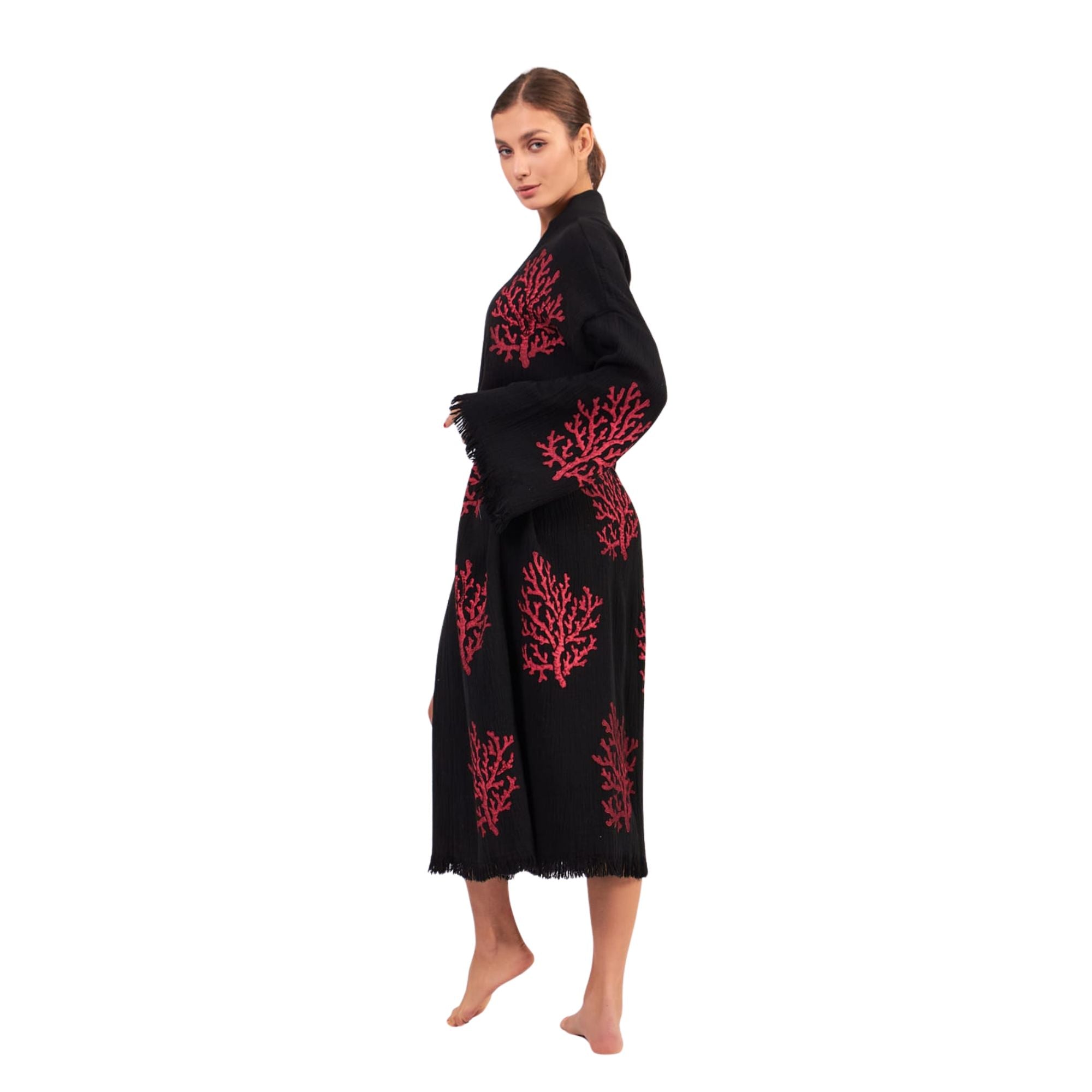 Hamsa Long Kimono-Noir