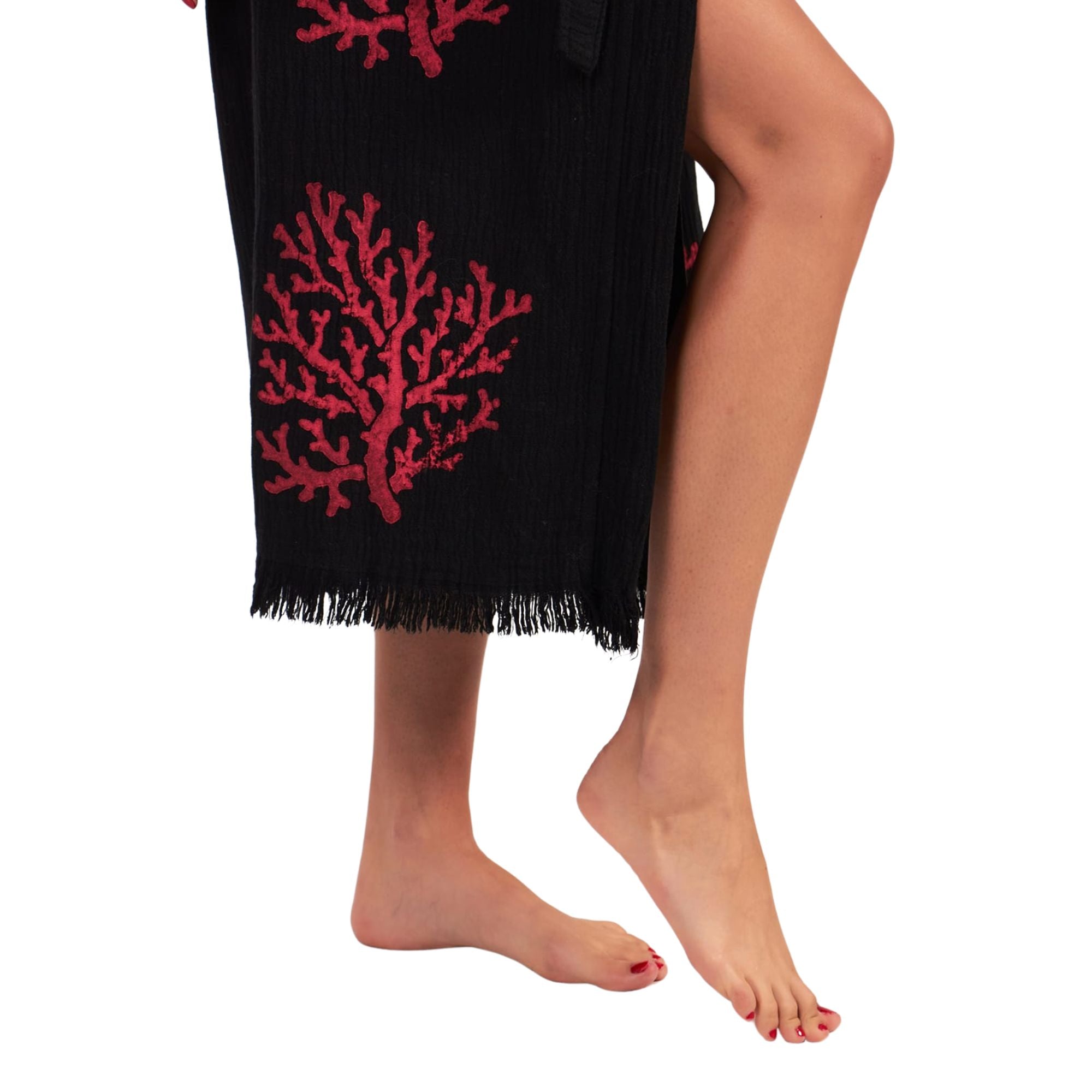 Coral Long Kimono-Black