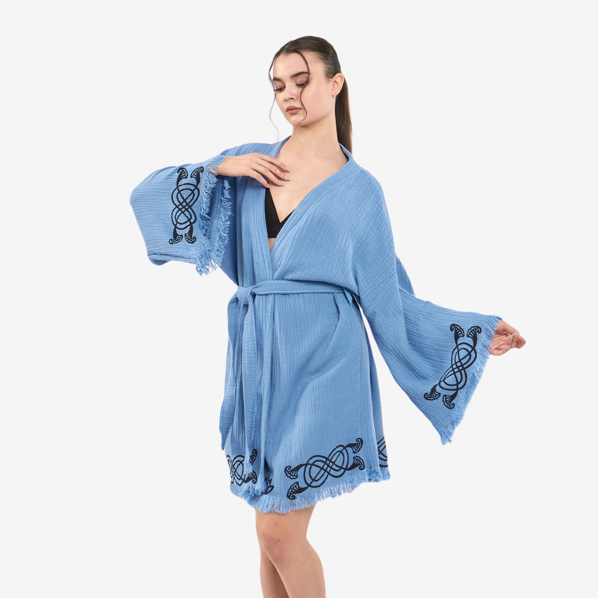 Forever Short Kimono-Blau