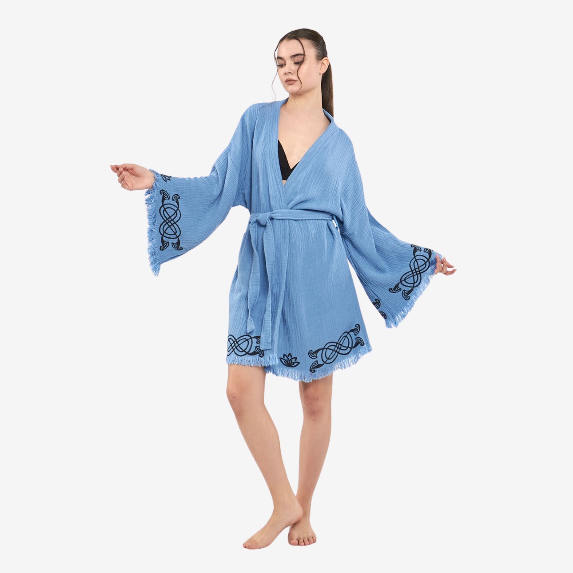 Forever Short Kimono-Blau
