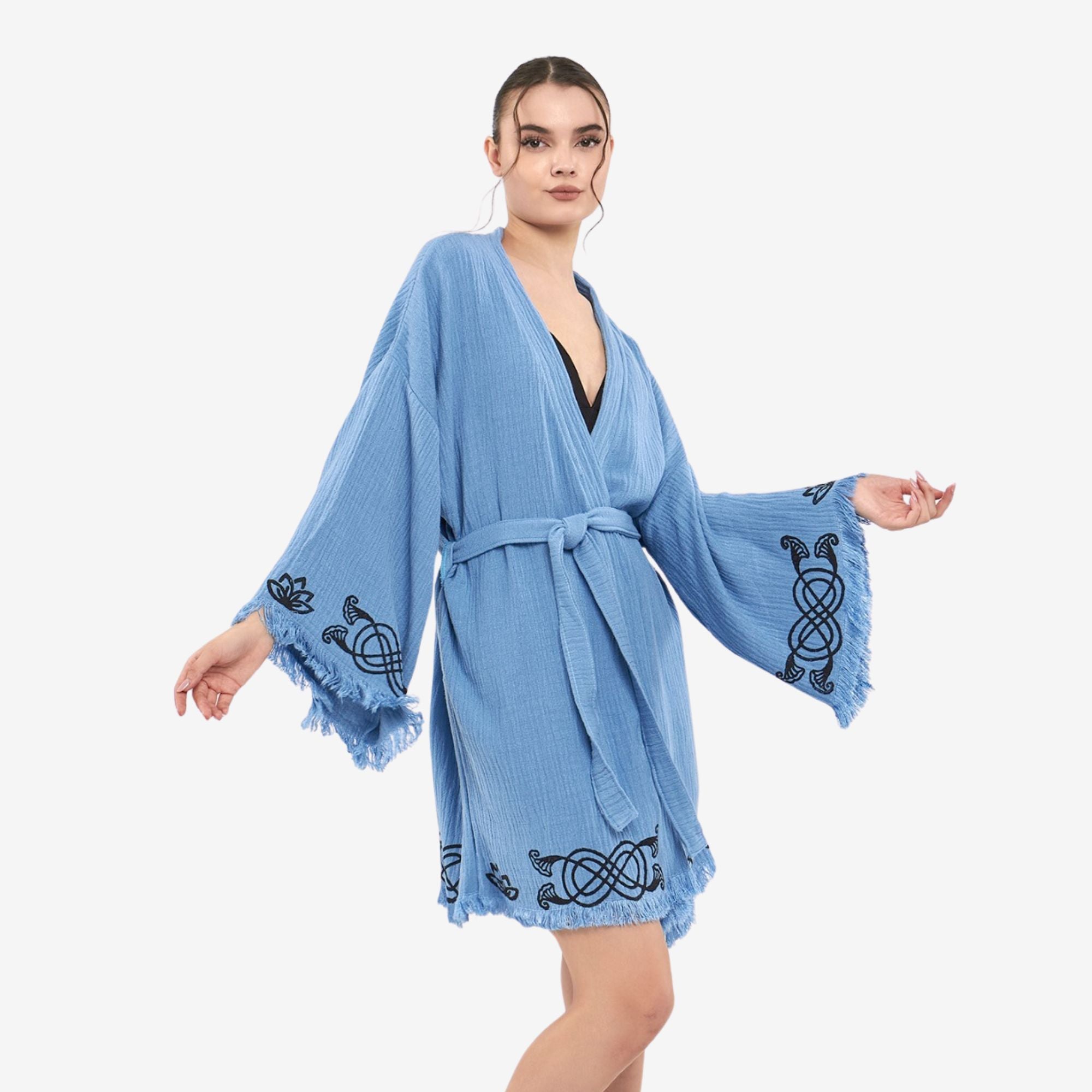Forever Short Kimono-Blauw