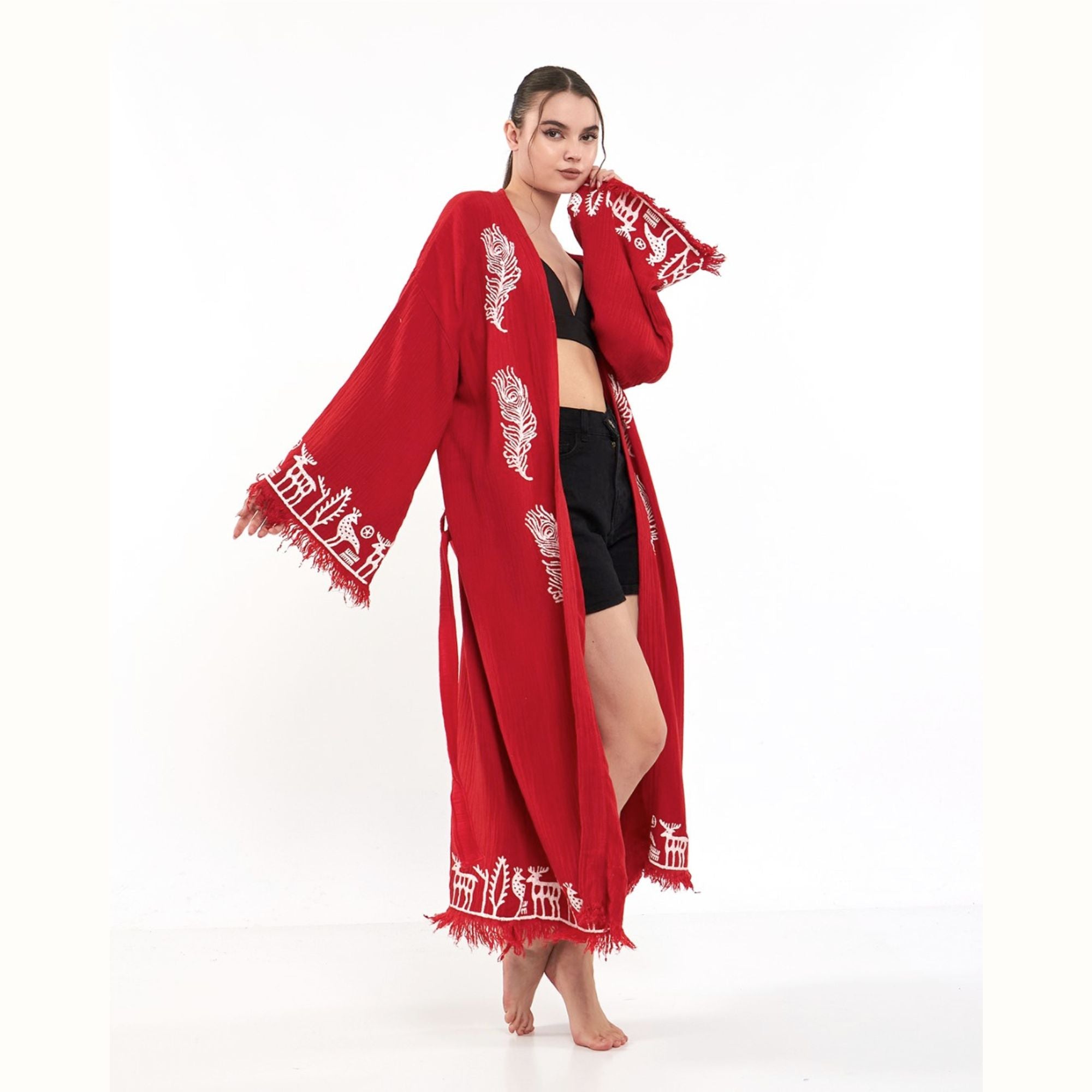 Hitit Langer Kimono-Rot