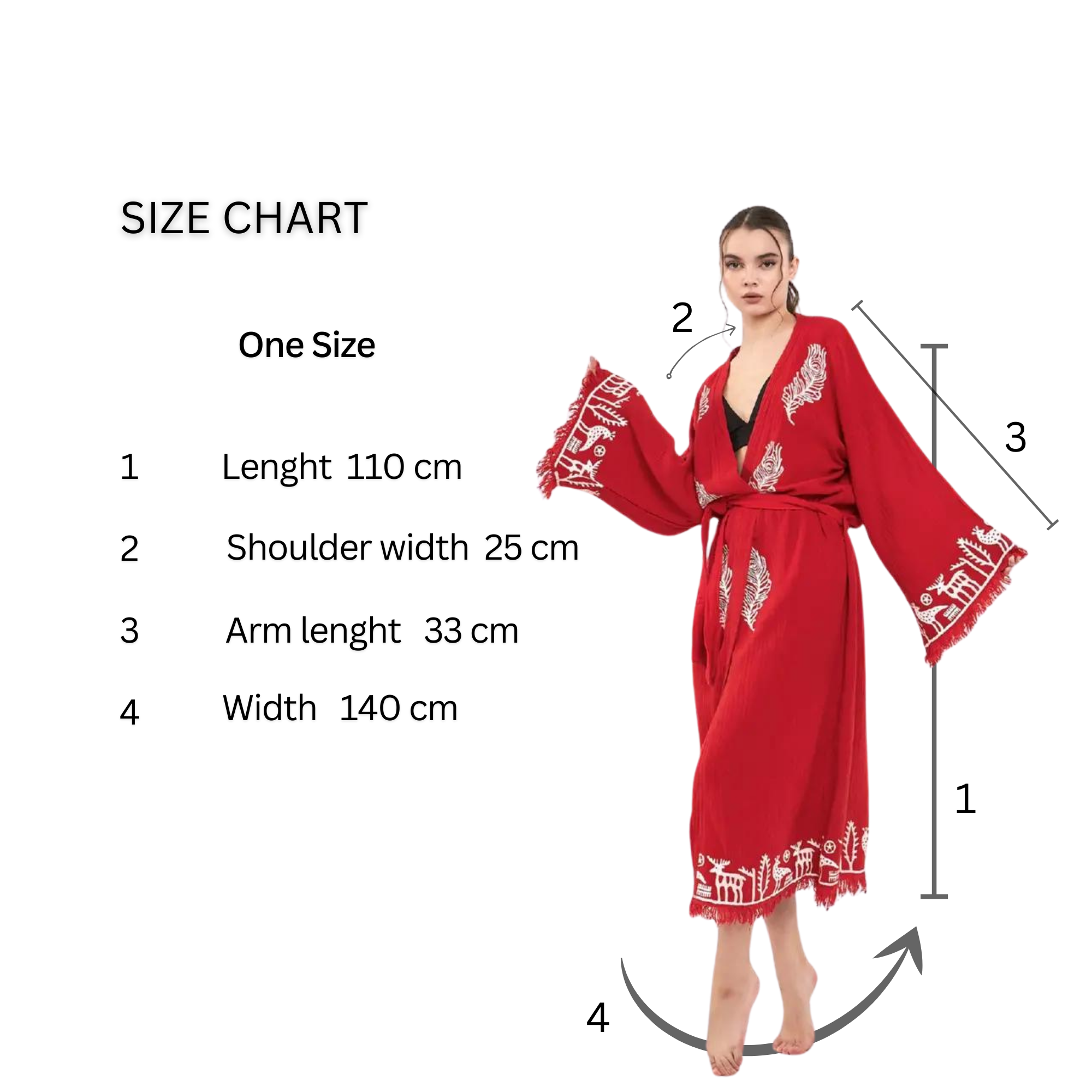 Hitit Long Kimono-Rouge