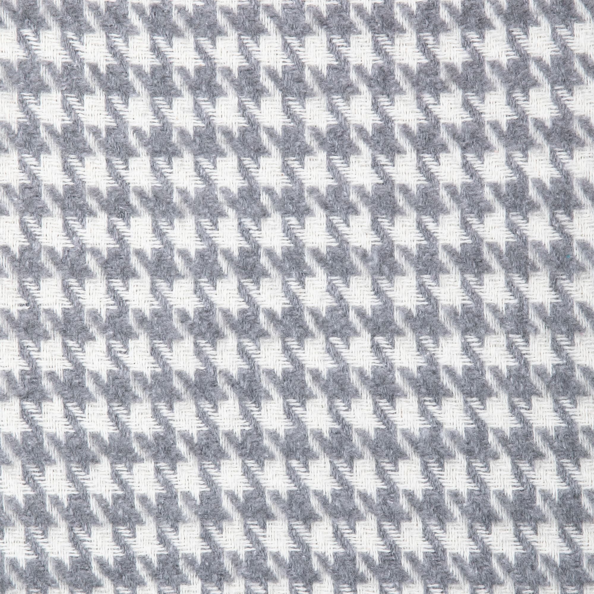 Trimita | Macro shot of the Grey Houndstooth Luxury Throw Blanket on a white background, showcasing the precision and traditional weaving techniques.