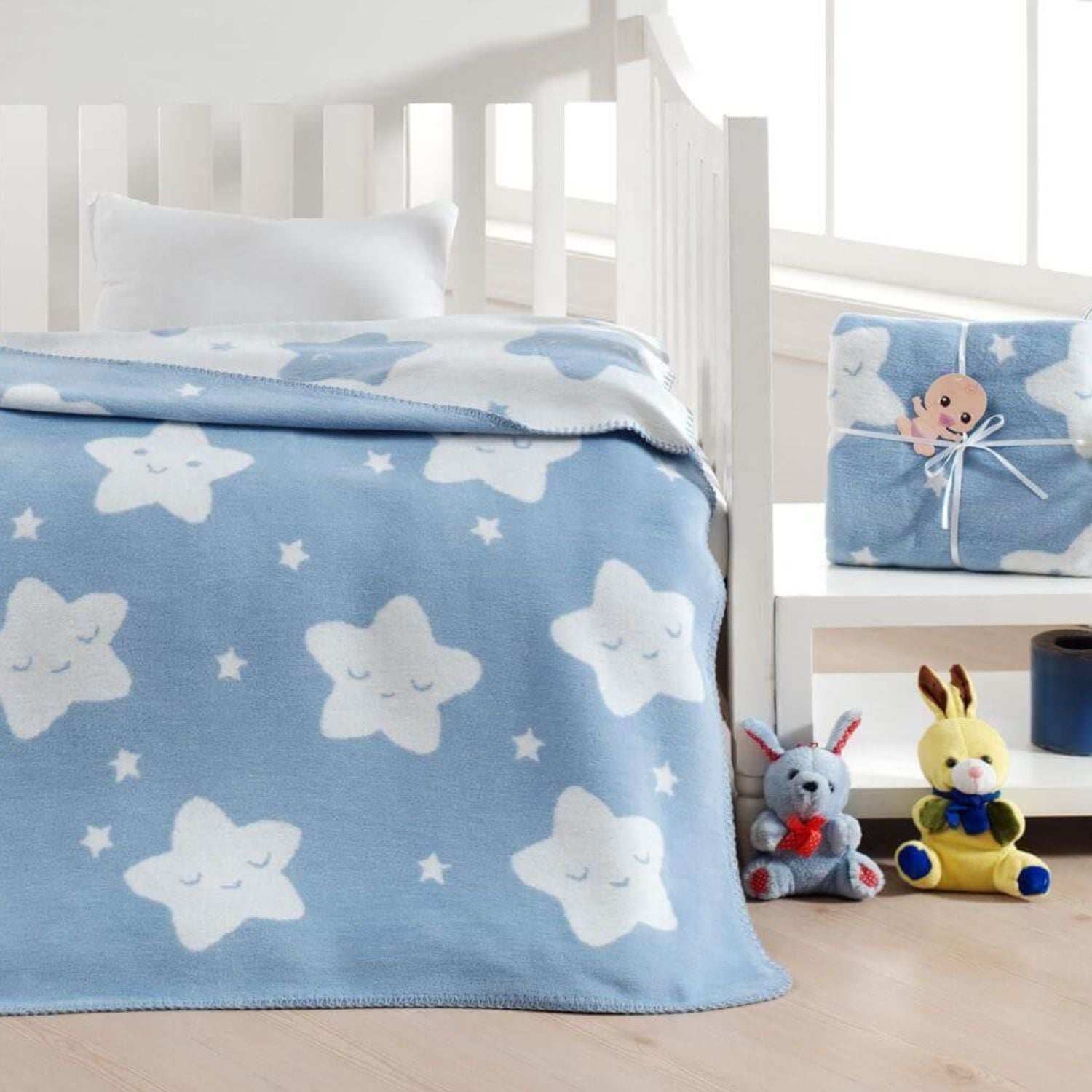 Star Cotton Baby Blanket - Blue