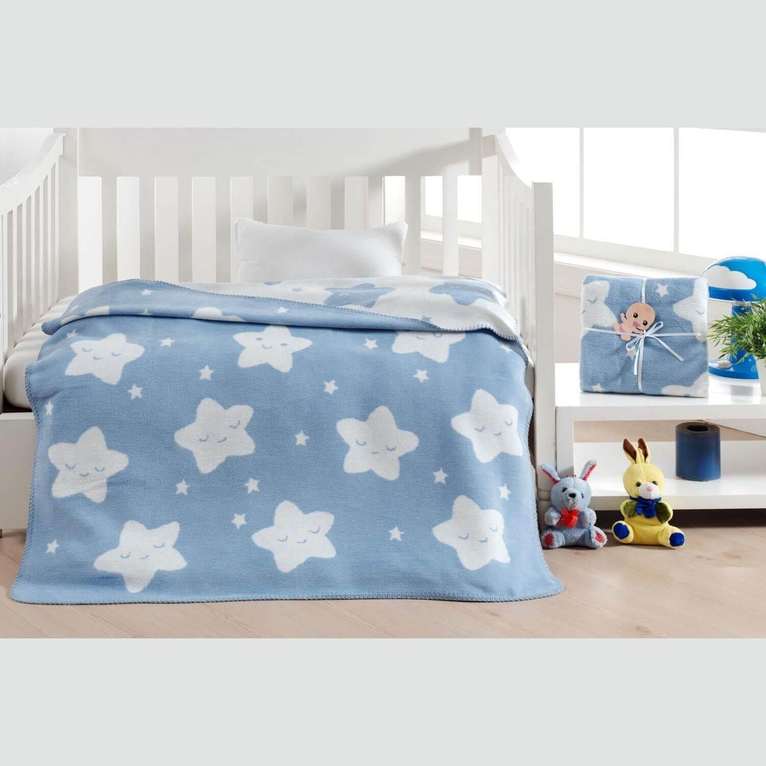 Star Cotton Baby Blanket - Blue