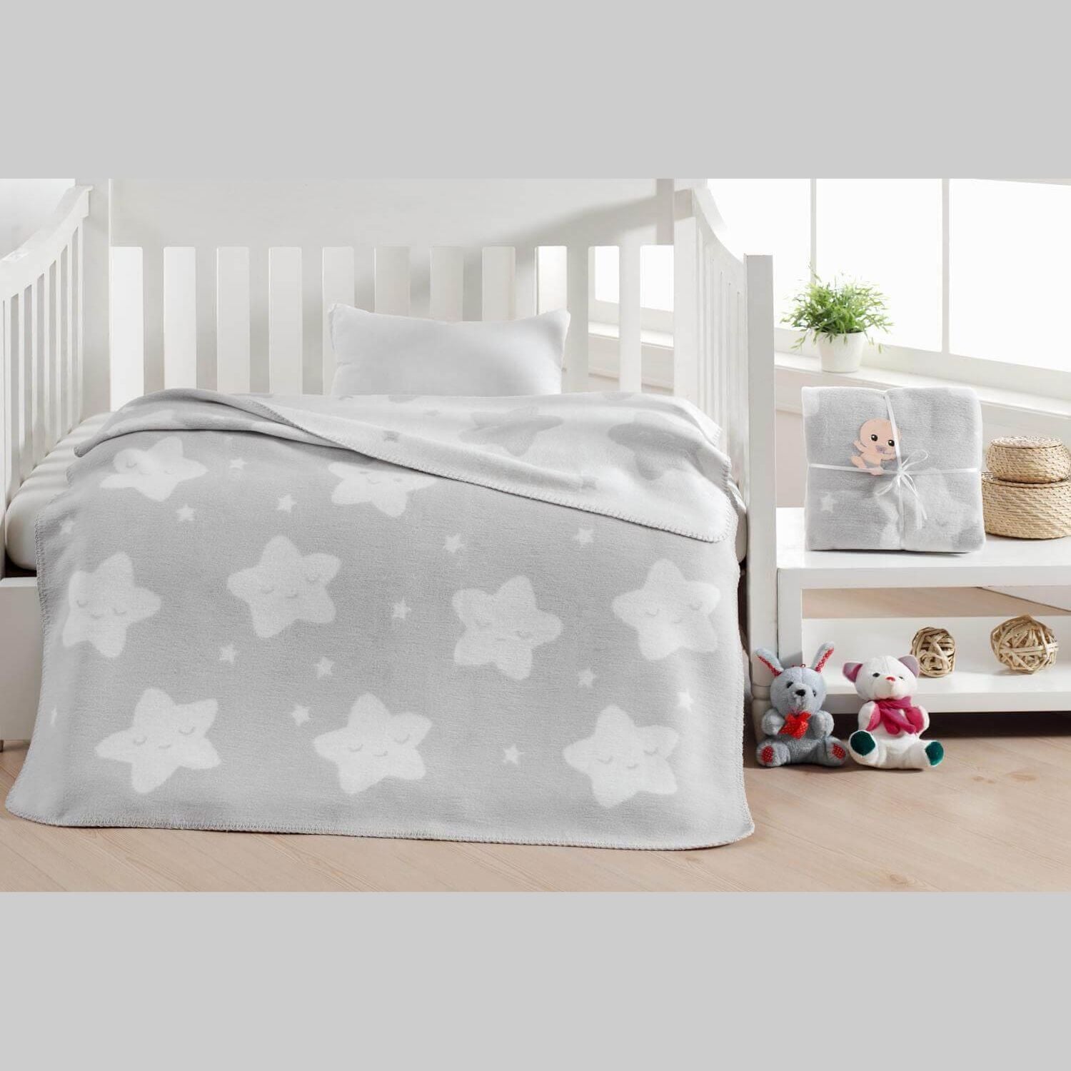 Star Baby Blanket - Grey